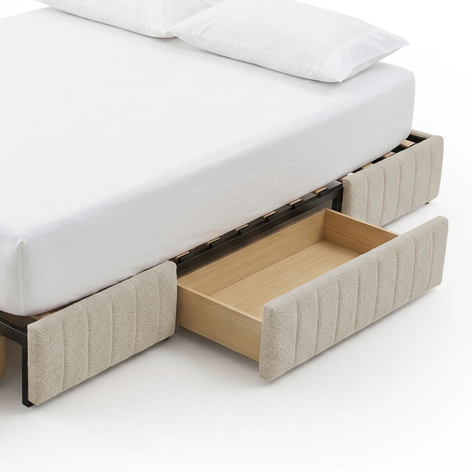 Clove King Storage Bed Base Set in Warm Beige - Image 11