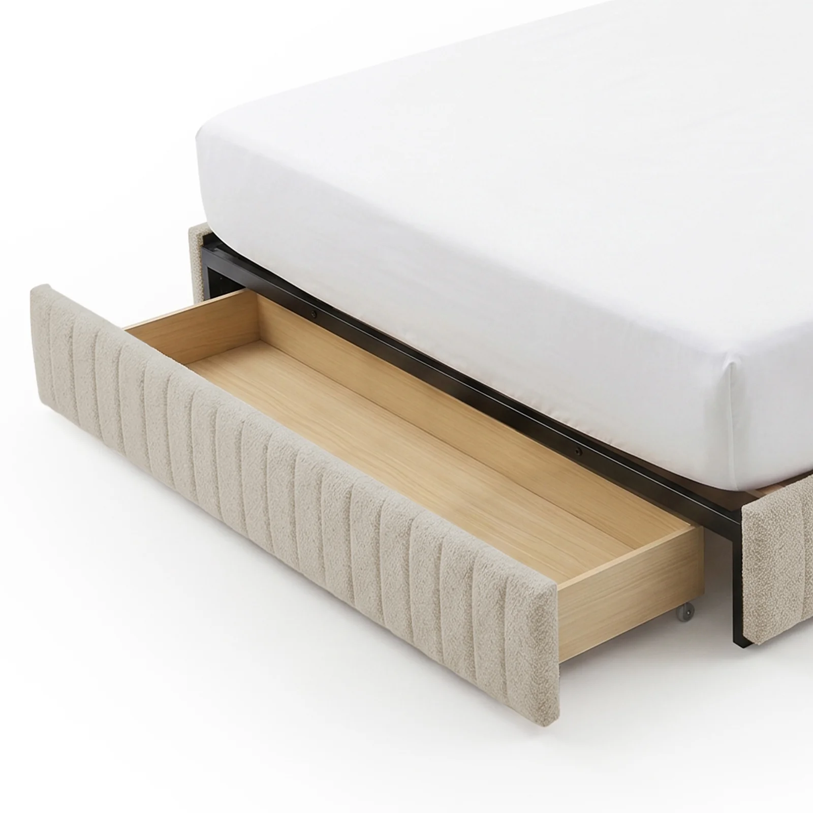 Clove King Storage Bed Base Set in Warm Beige - Image 12