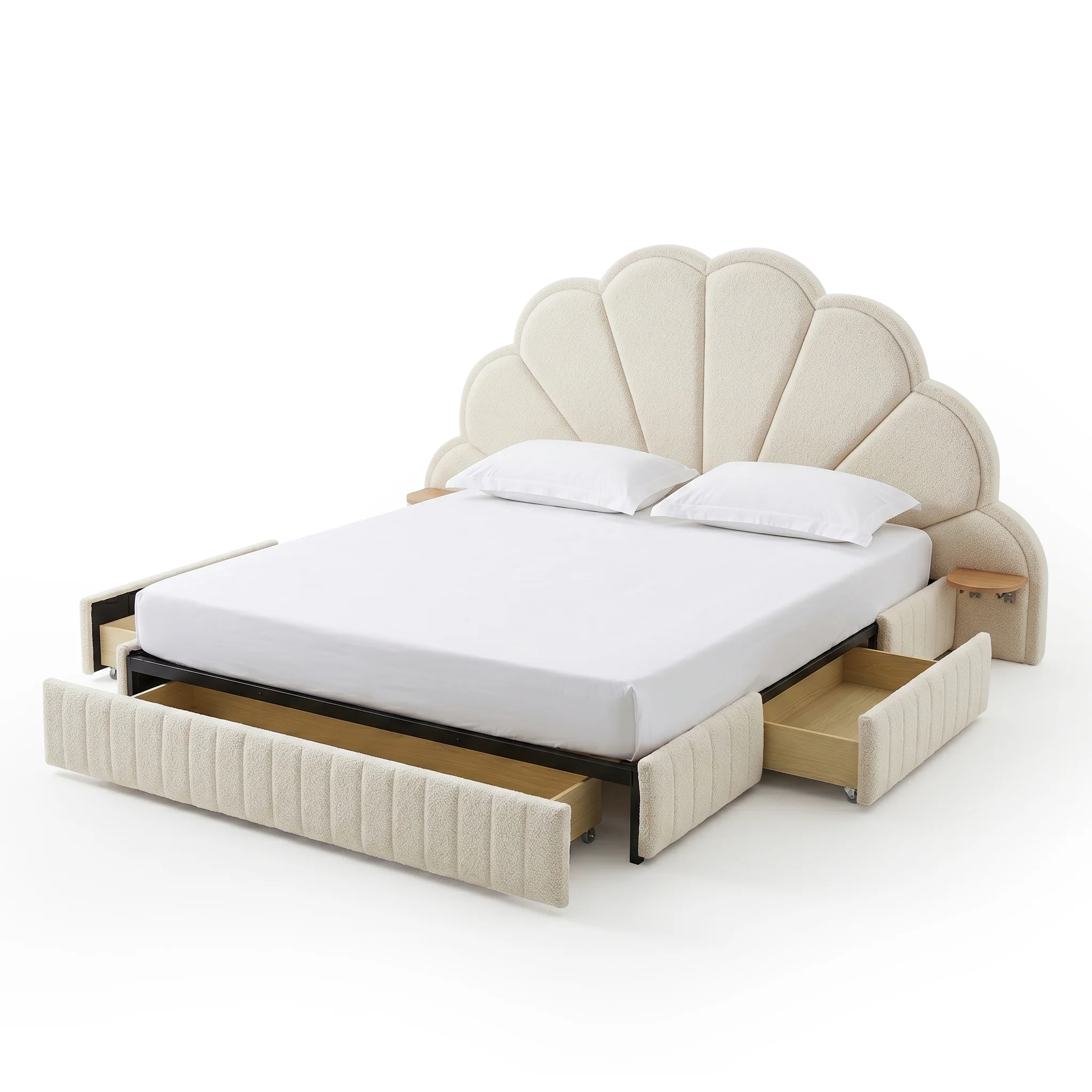 Clove King Storage Bed Base Set in Warm Beige - Image 7