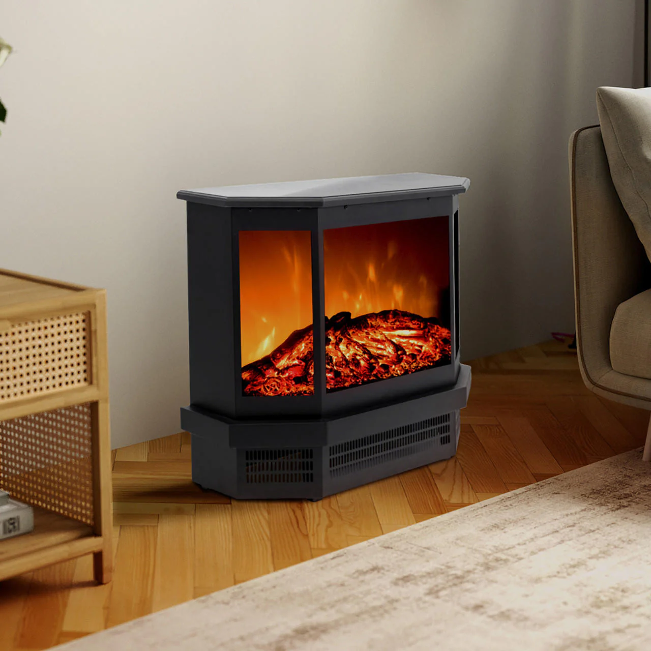 Colorado1500W Free Standing LED Electric Fireplace in Black - Image 2