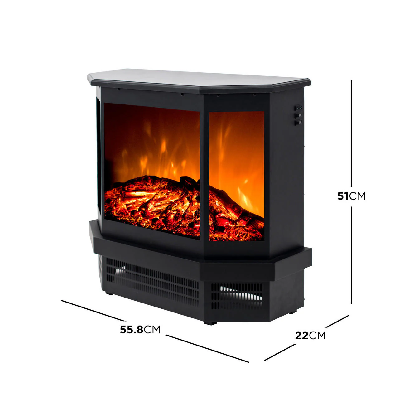 Colorado1500W Free Standing LED Electric Fireplace in Black - Image 3