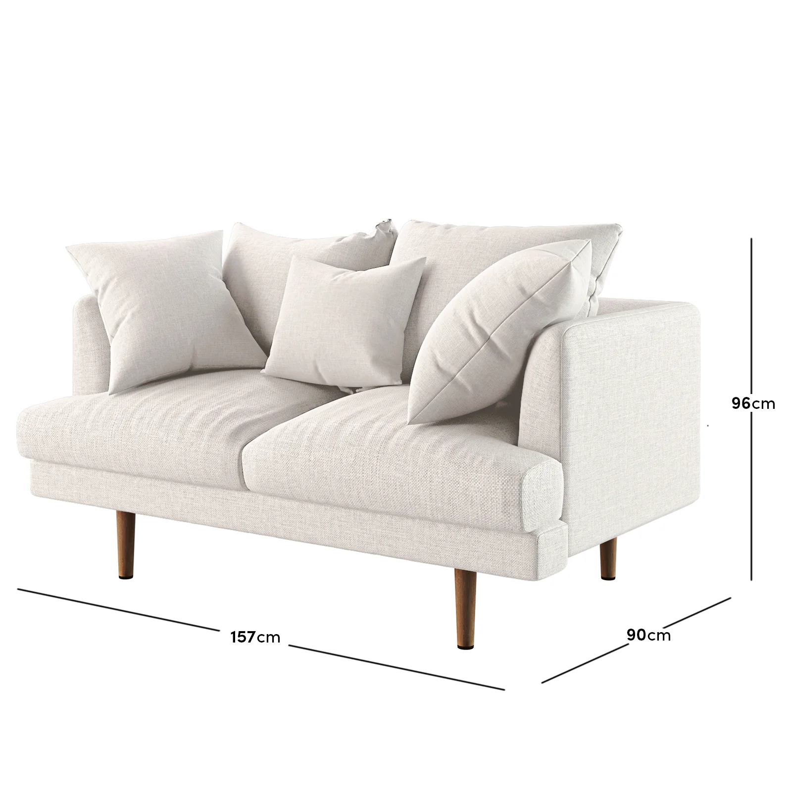 Colton 2-Seater Fabric Sofa in Cream White - Image 3