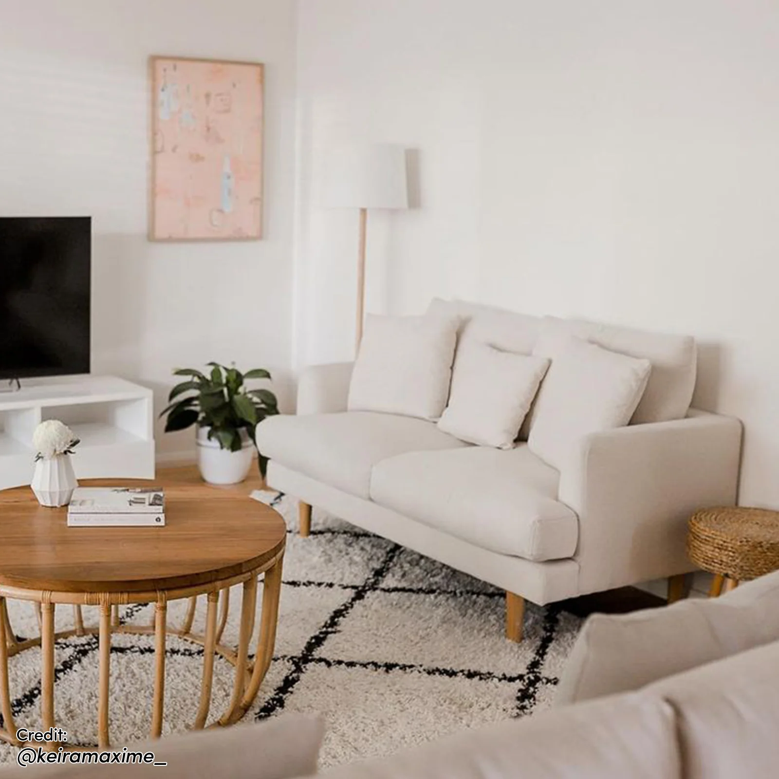 Colton 2-Seater Fabric Sofa in Cream White - Image 4