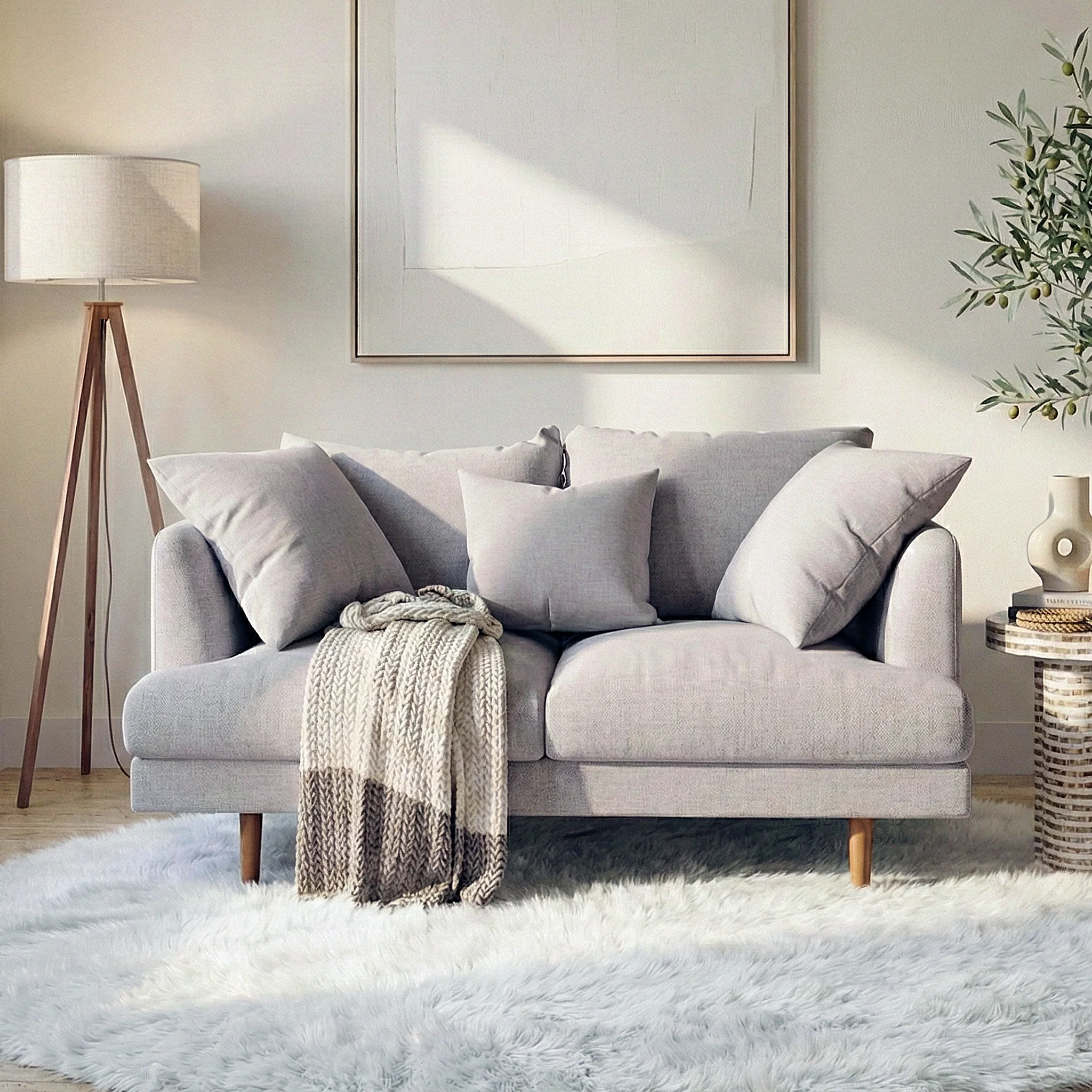 Colton 2-Seater Fabric Sofa in Stone - Image 4