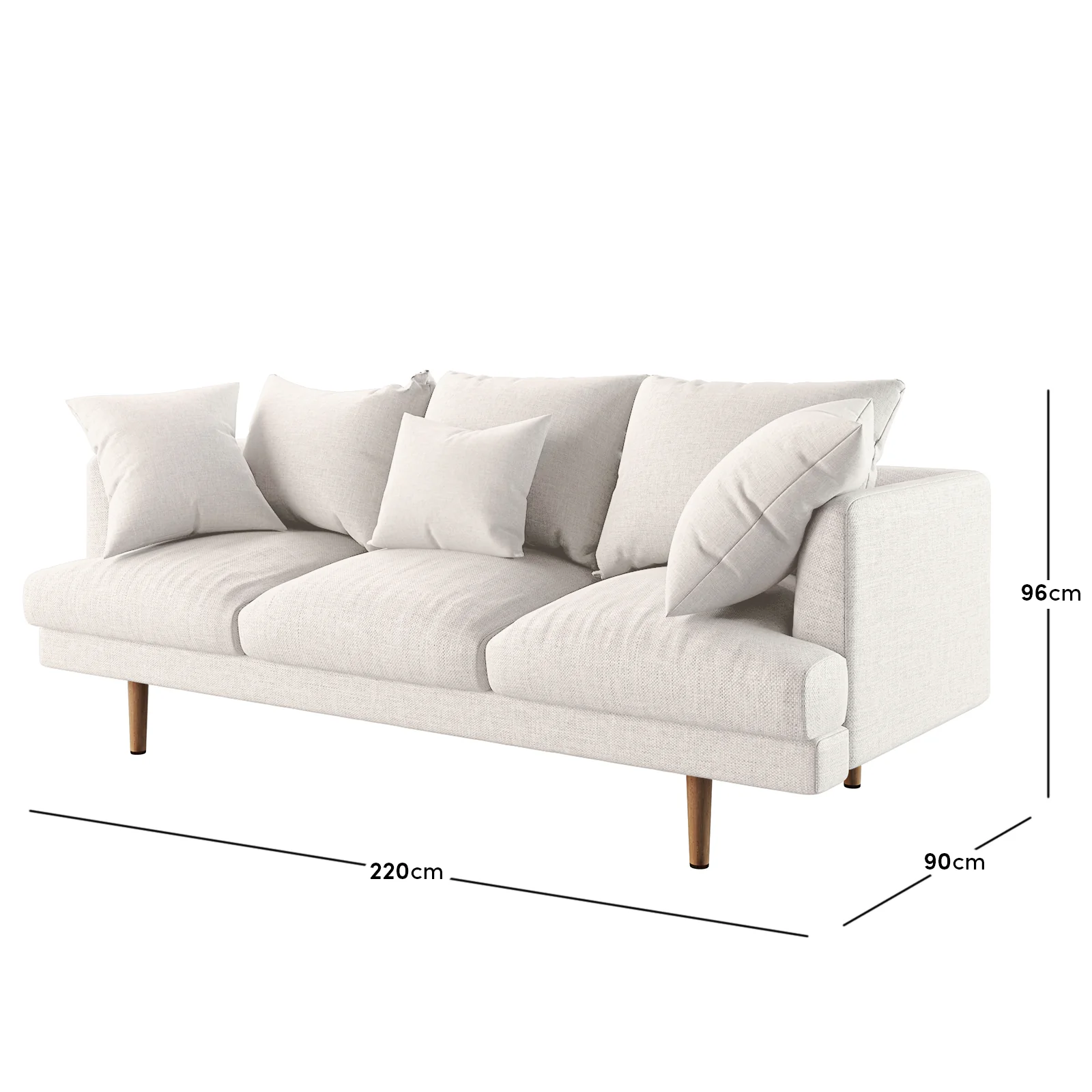 Colton 5-Seater Fabric Sofa in Cream White - Image 3