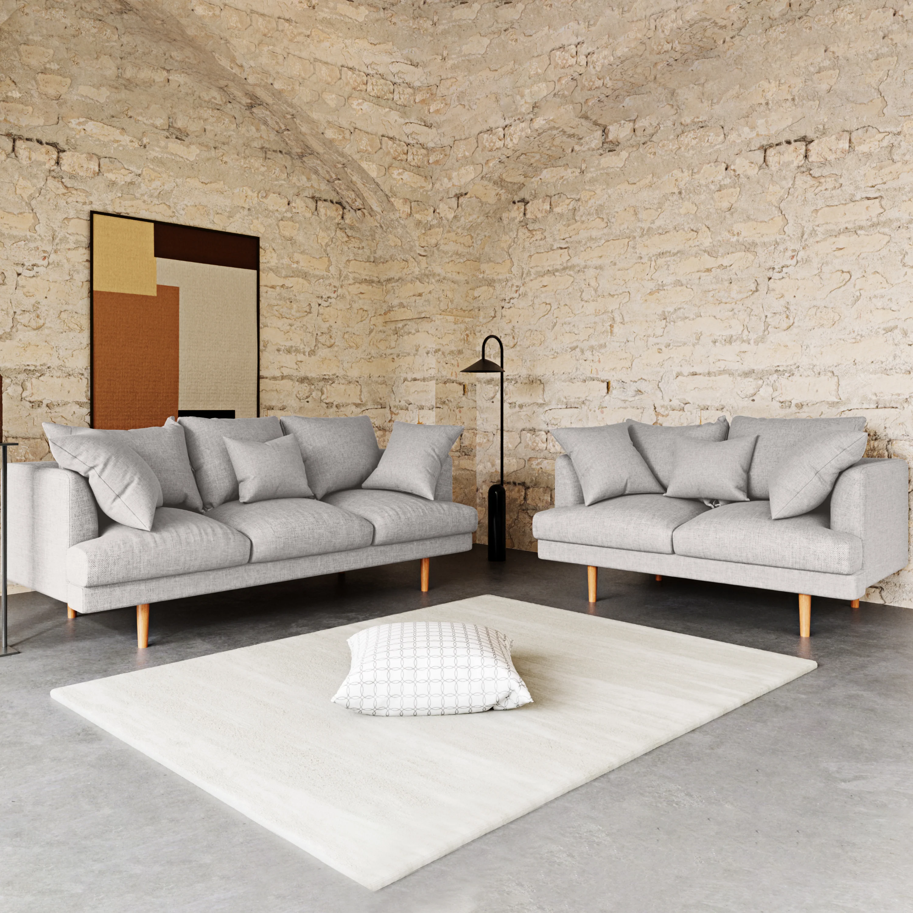 Colton 5-Seater Fabric Sofa in Stone - Image 2
