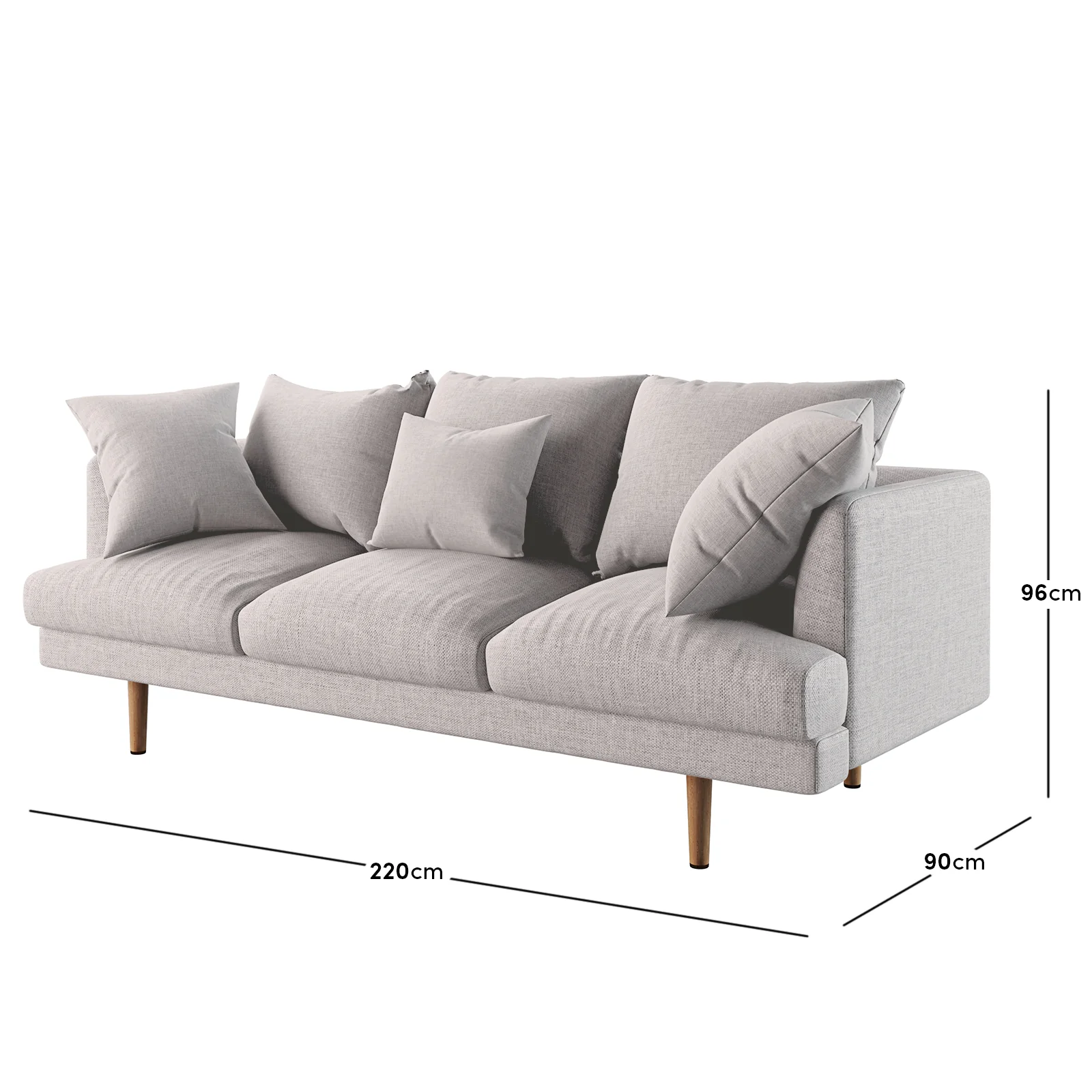 Colton 5-Seater Fabric Sofa in Stone - Image 3