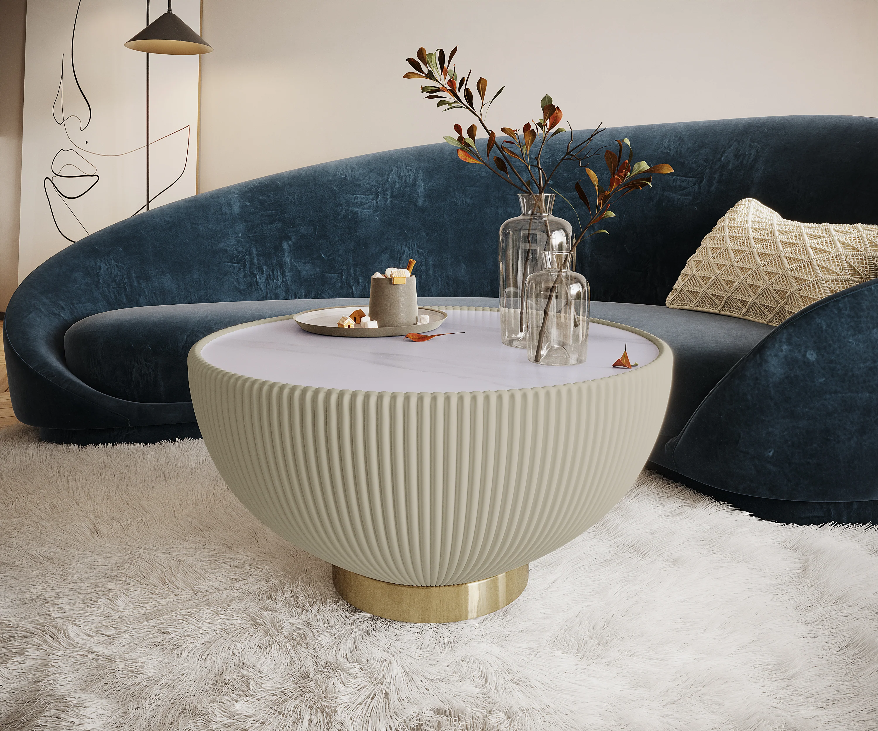 Colton Living Room Package in Cream White - Image 19