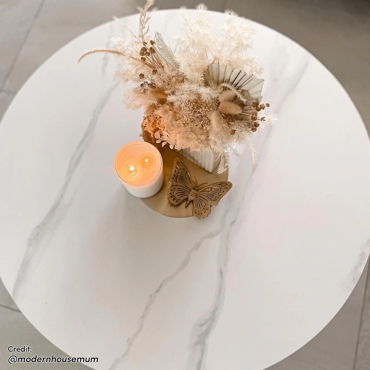 Combee 80cm Sintered Stone Coffee Table in Cream White - Image 6