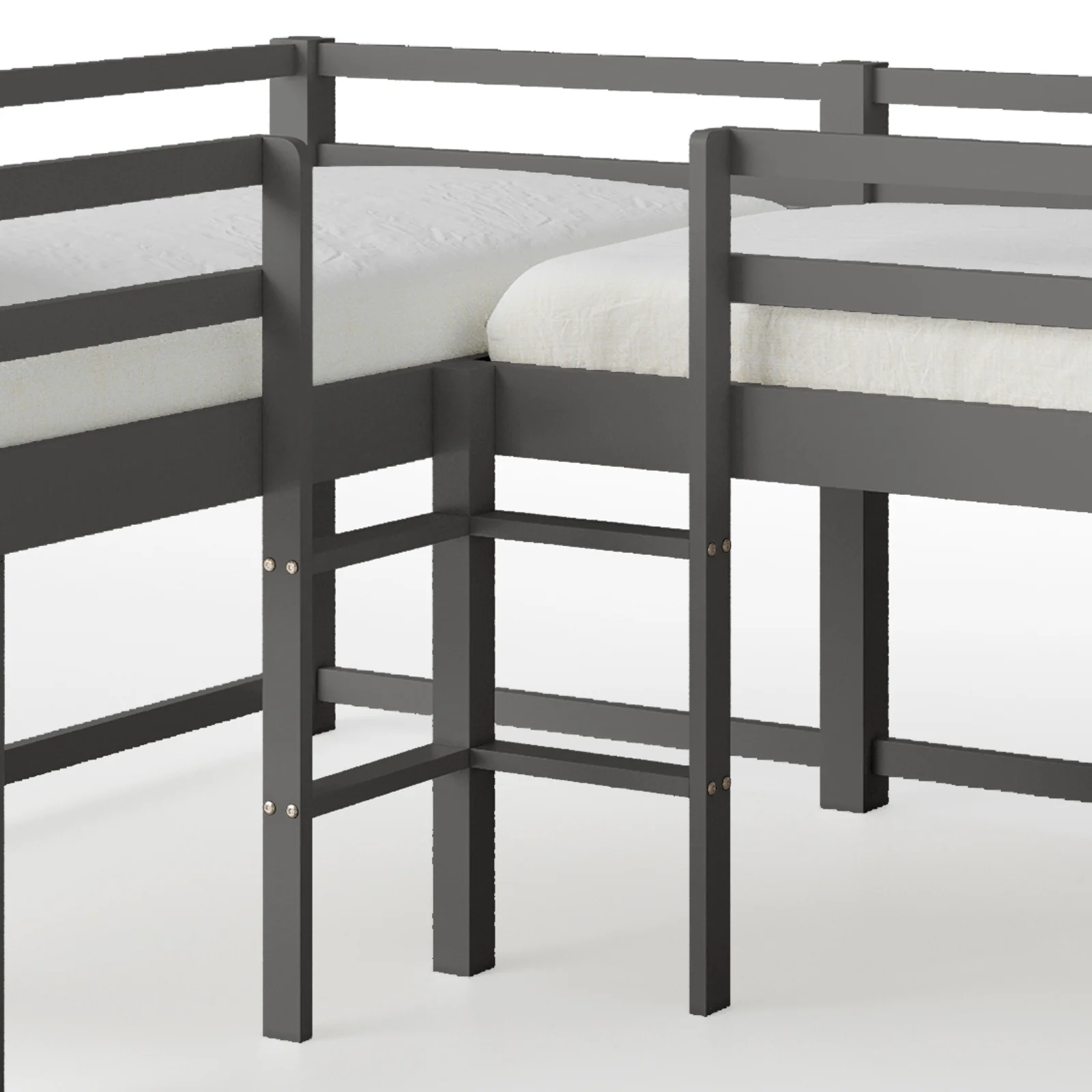 Coreen Single Solid Wood Storage Loft Bed with Slide in Grey - Image 7