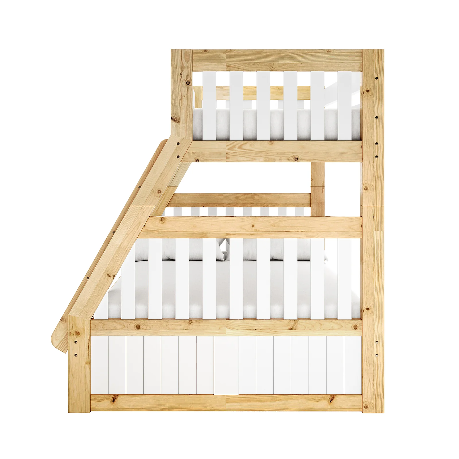 Cornelia Solid Wood Bunk Bed with Storage in White & Natural - Image 5