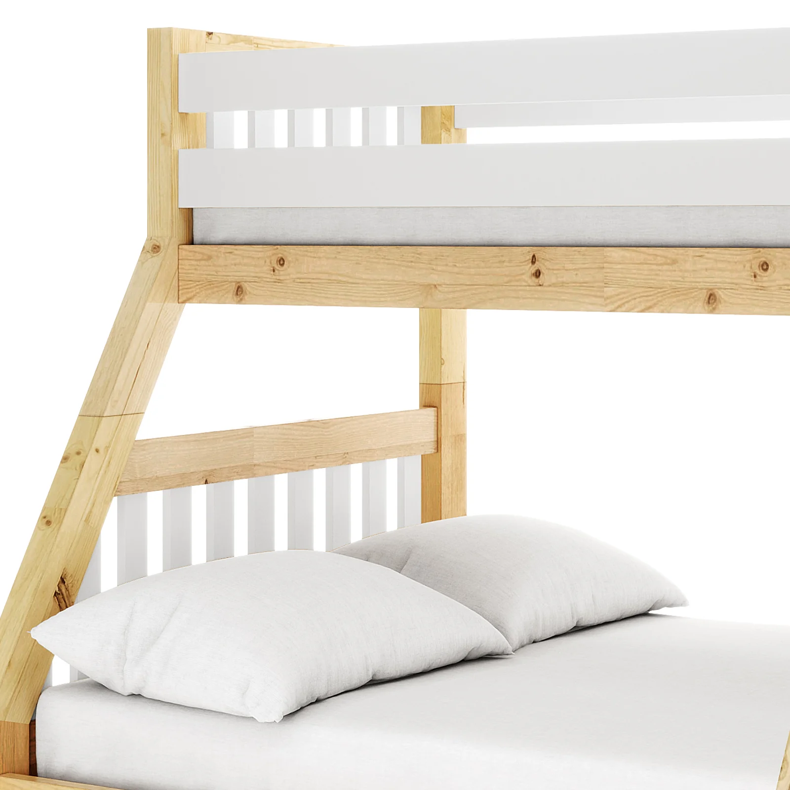 Cornelia Solid Wood Bunk Bed with Storage in White & Natural - Image 7