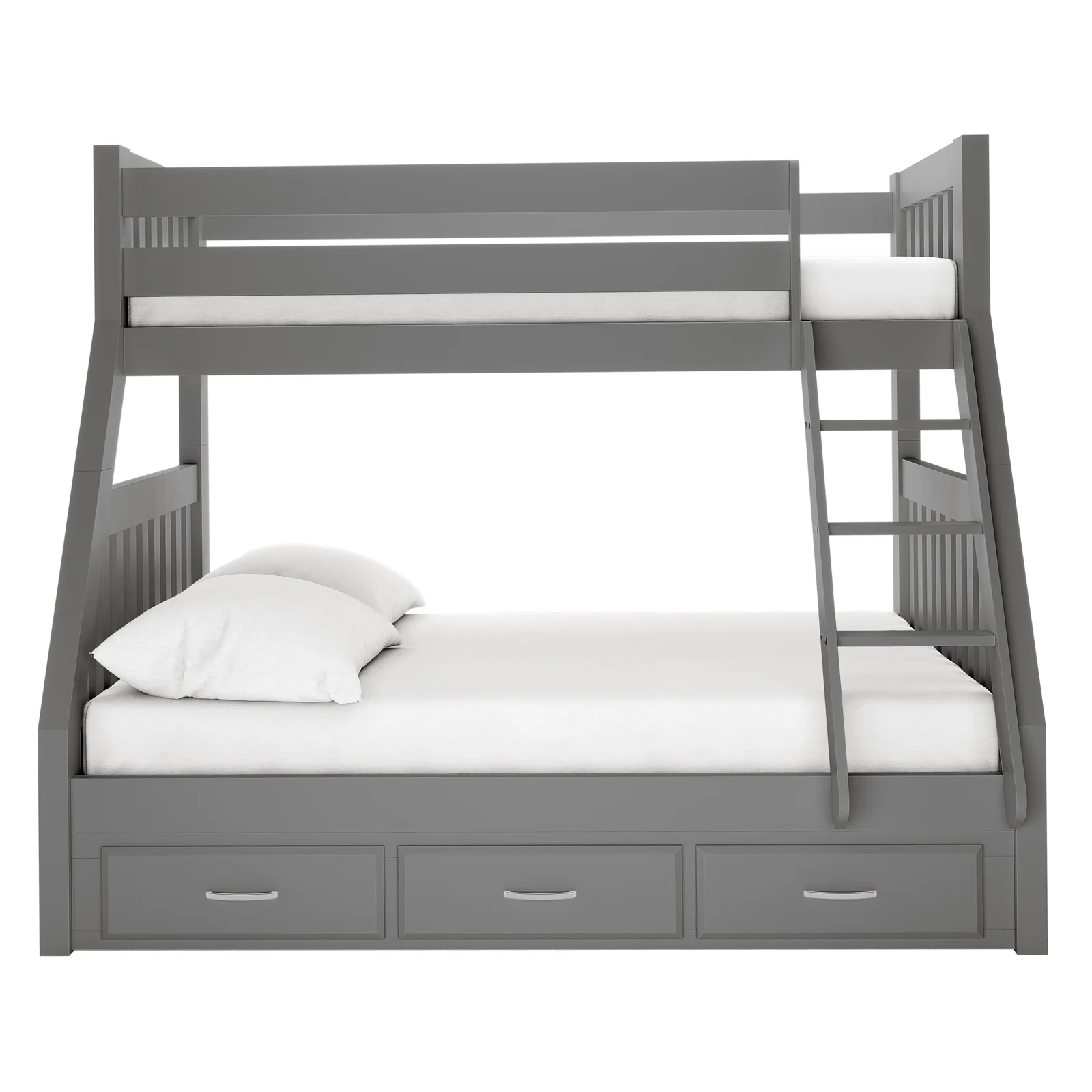Cornelia Solid Wood Triple Bunk Bed with Storage in Grey - Image 4
