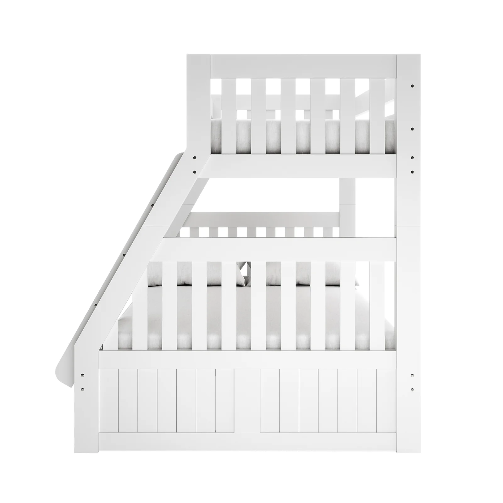 Cornelia Solid Wood Triple Bunk Bed with Storage in White - Image 11