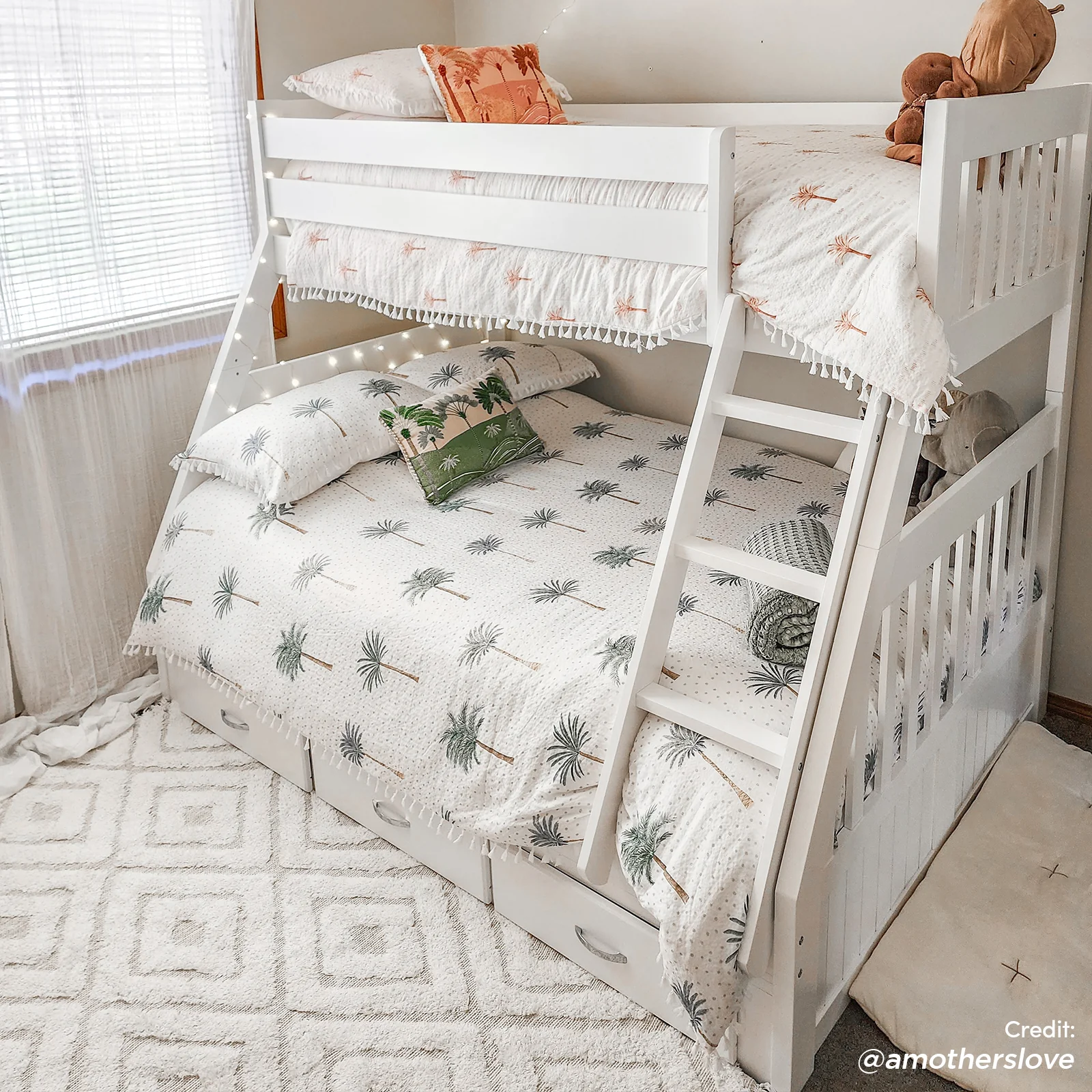 Cornelia Solid Wood Triple Bunk Bed with Storage in White - Image 4