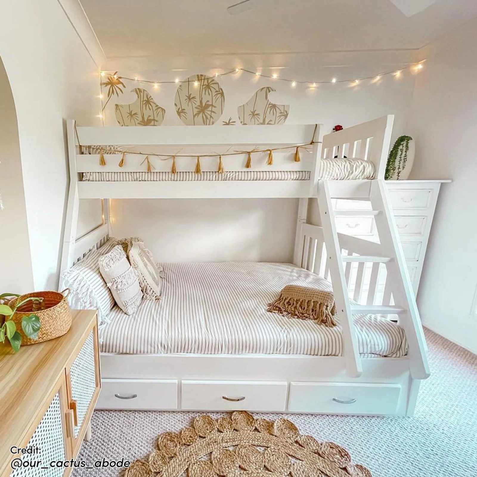 Cornelia Solid Wood Triple Bunk Bed with Storage in White - Image 9