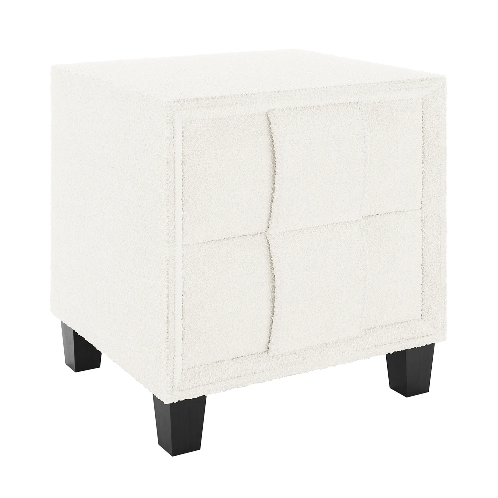 Crossandra 2 Drawer Fabric Bedside Table in Cream White - Image 6