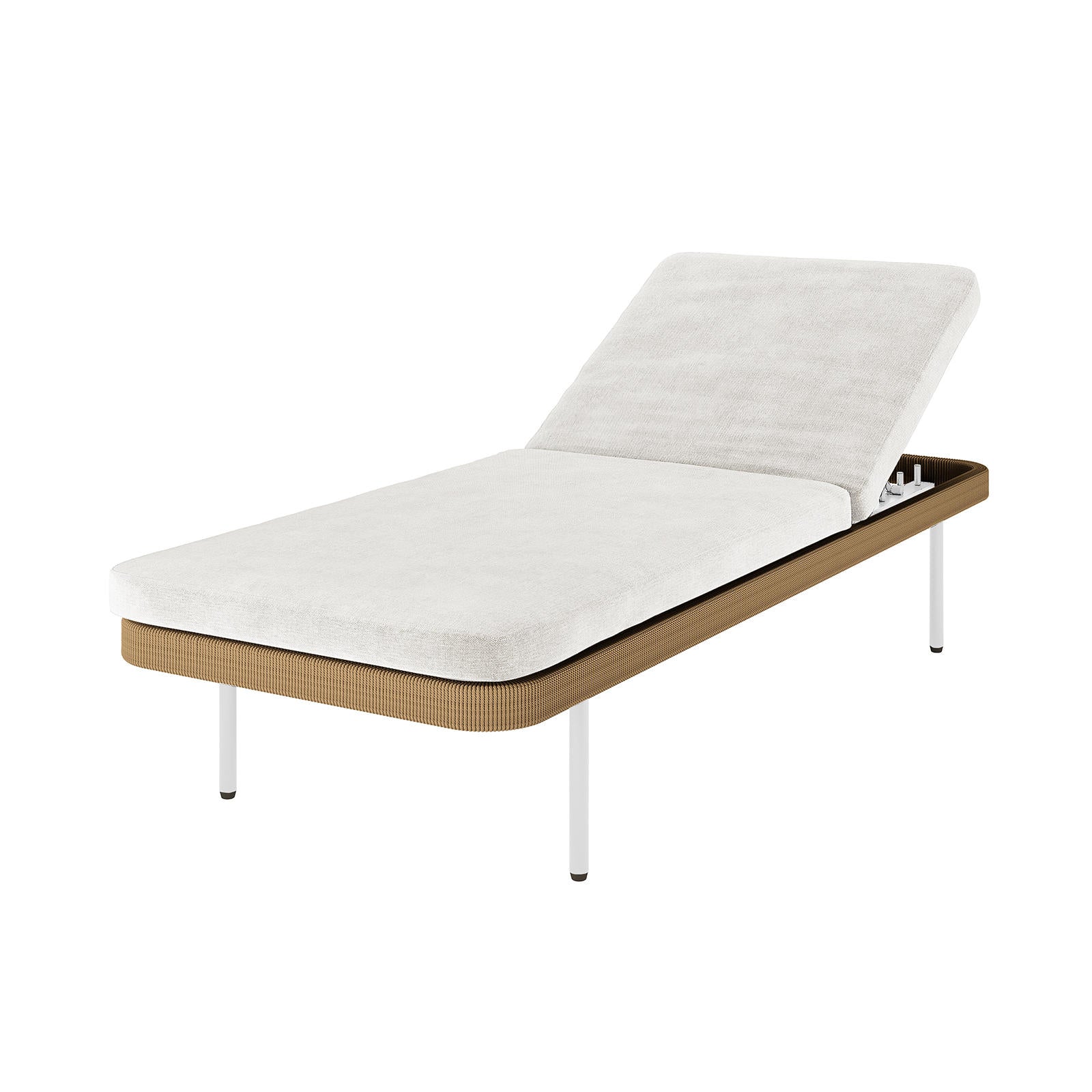 Culion Wicker & Aluminium Outdoor Sun Lounger in Light Beige