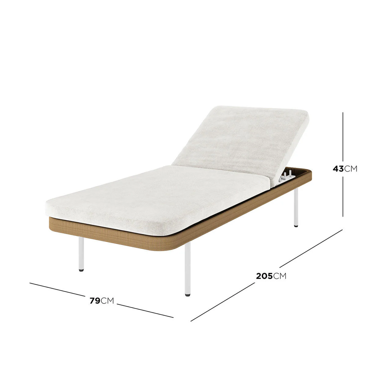 Culion Wicker & Aluminium Outdoor Sun Lounger in Light Beige - Image 3