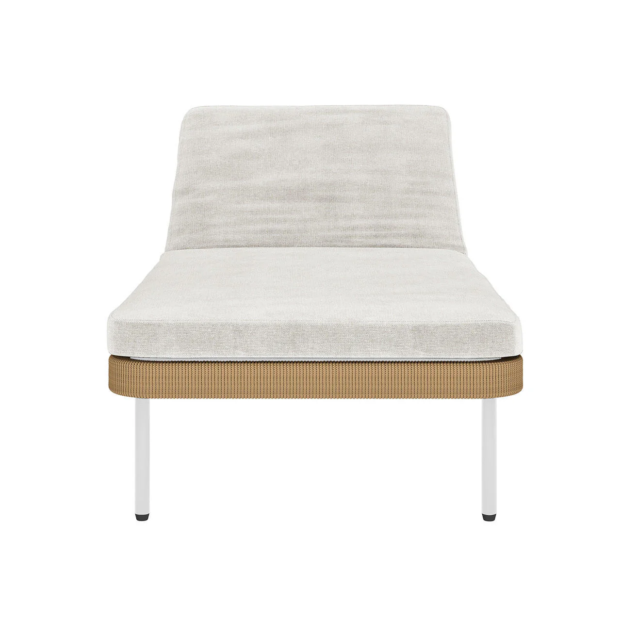Culion Wicker & Aluminium Outdoor Sun Lounger in Light Beige - Image 4