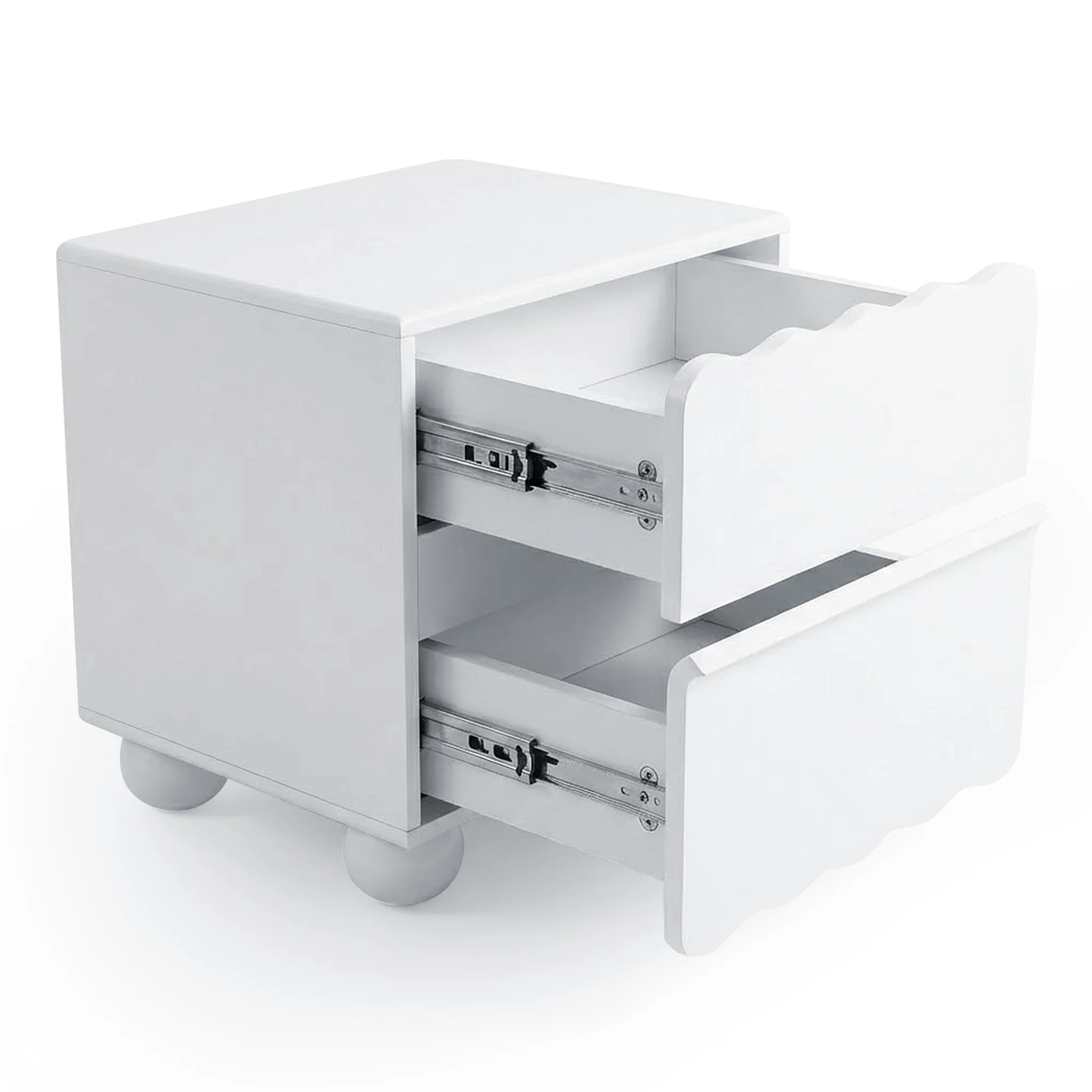 Daisy Scallop 2 Drawer Bedside Table in White - Image 10