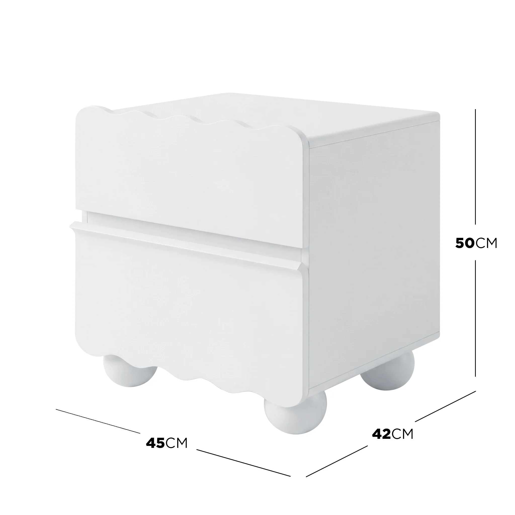 Daisy Scallop 2 Drawer Bedside Table in White - Image 6