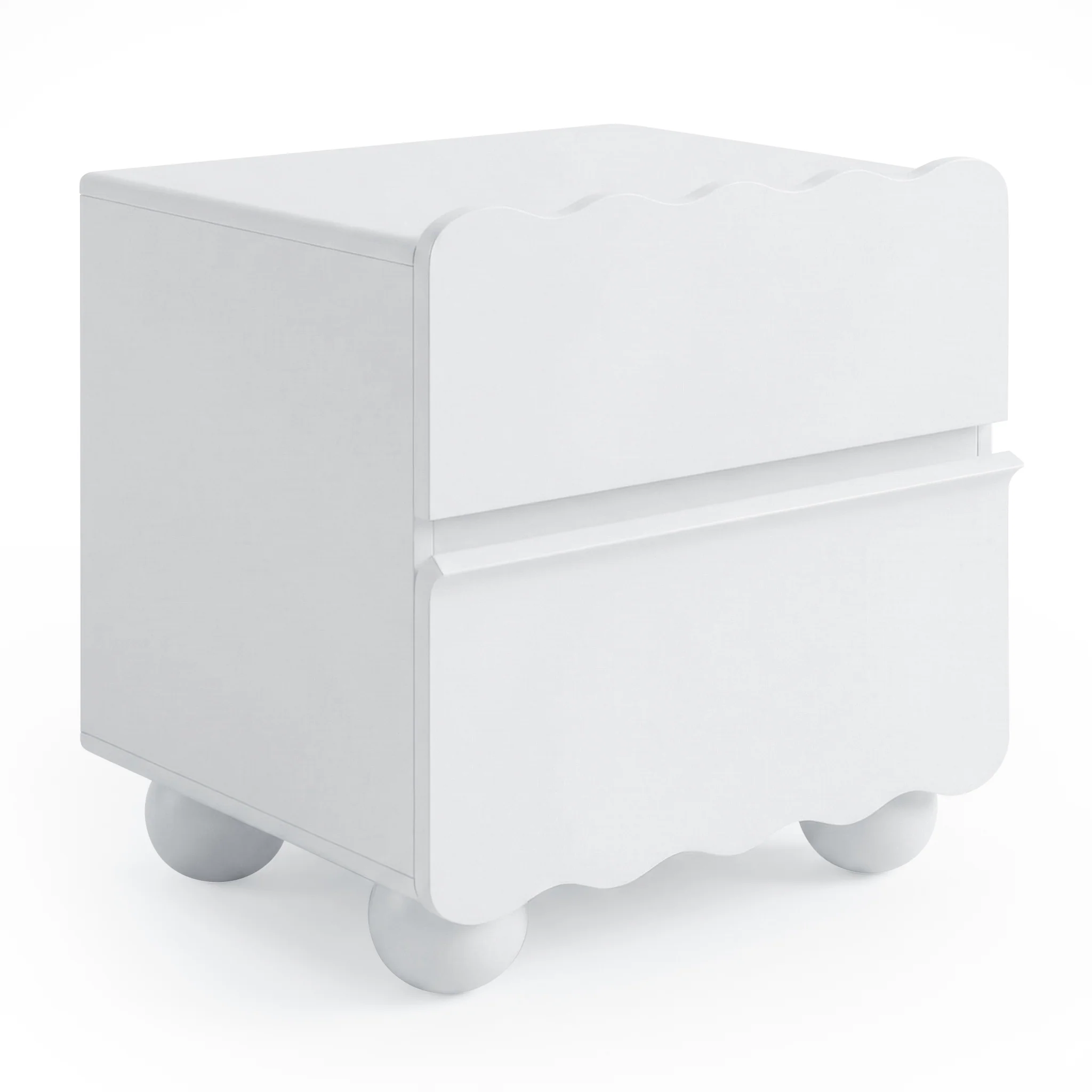 Daisy Scallop 2 Drawer Bedside Table in White - Image 8