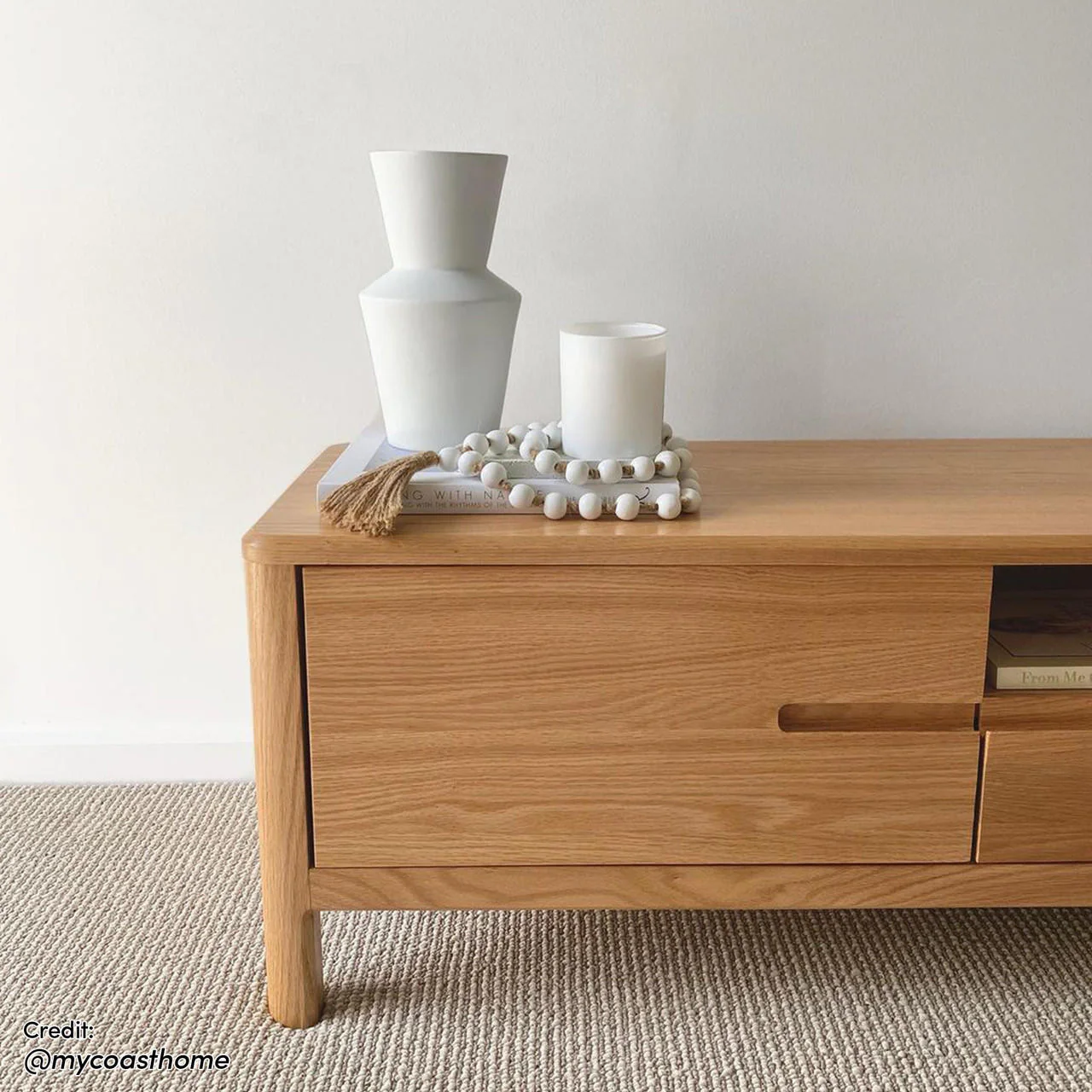 Daphne 200cm Hardwood American Oak TV Unit in Natural - Image 10