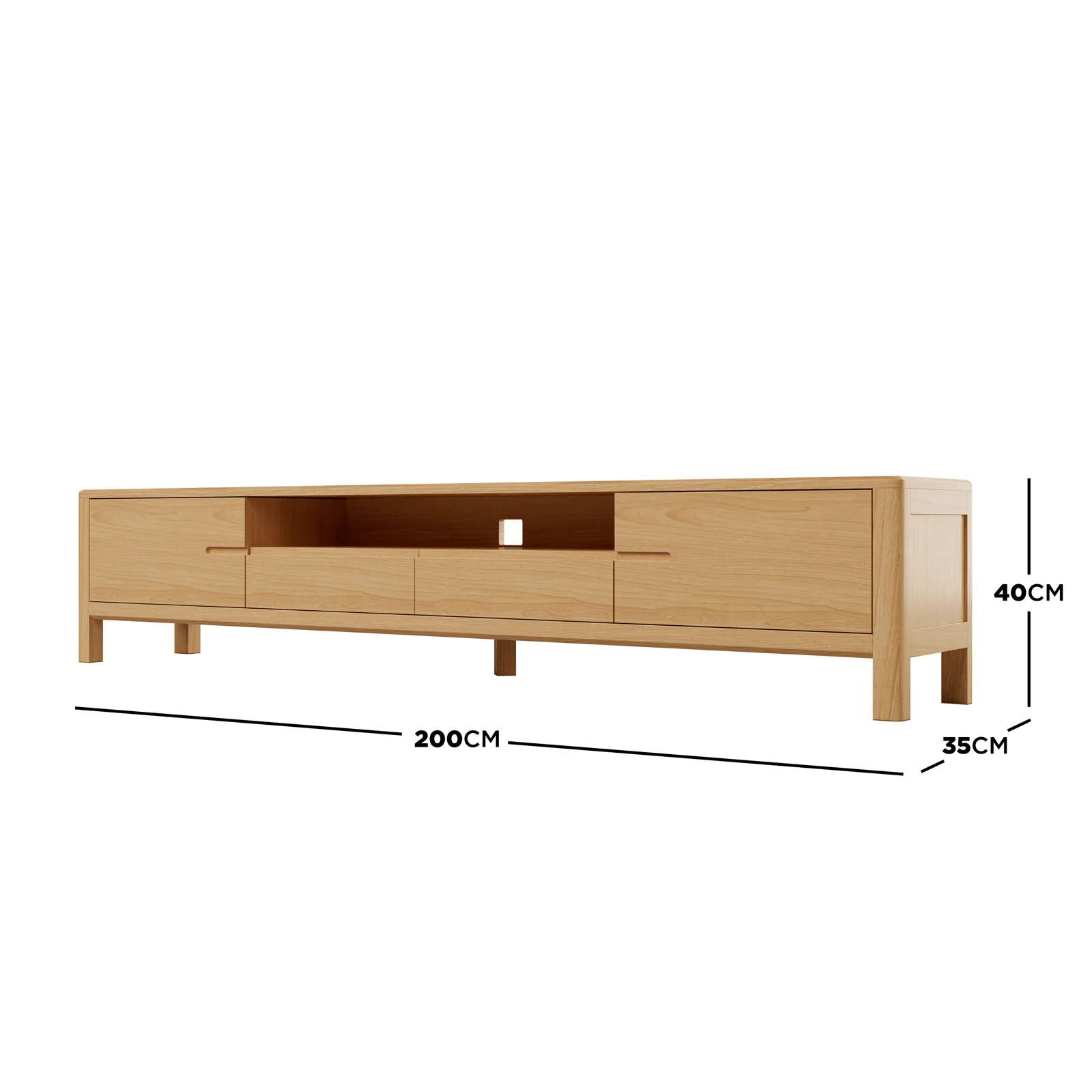 Daphne 200cm Hardwood American Oak TV Unit in Natural - Image 3