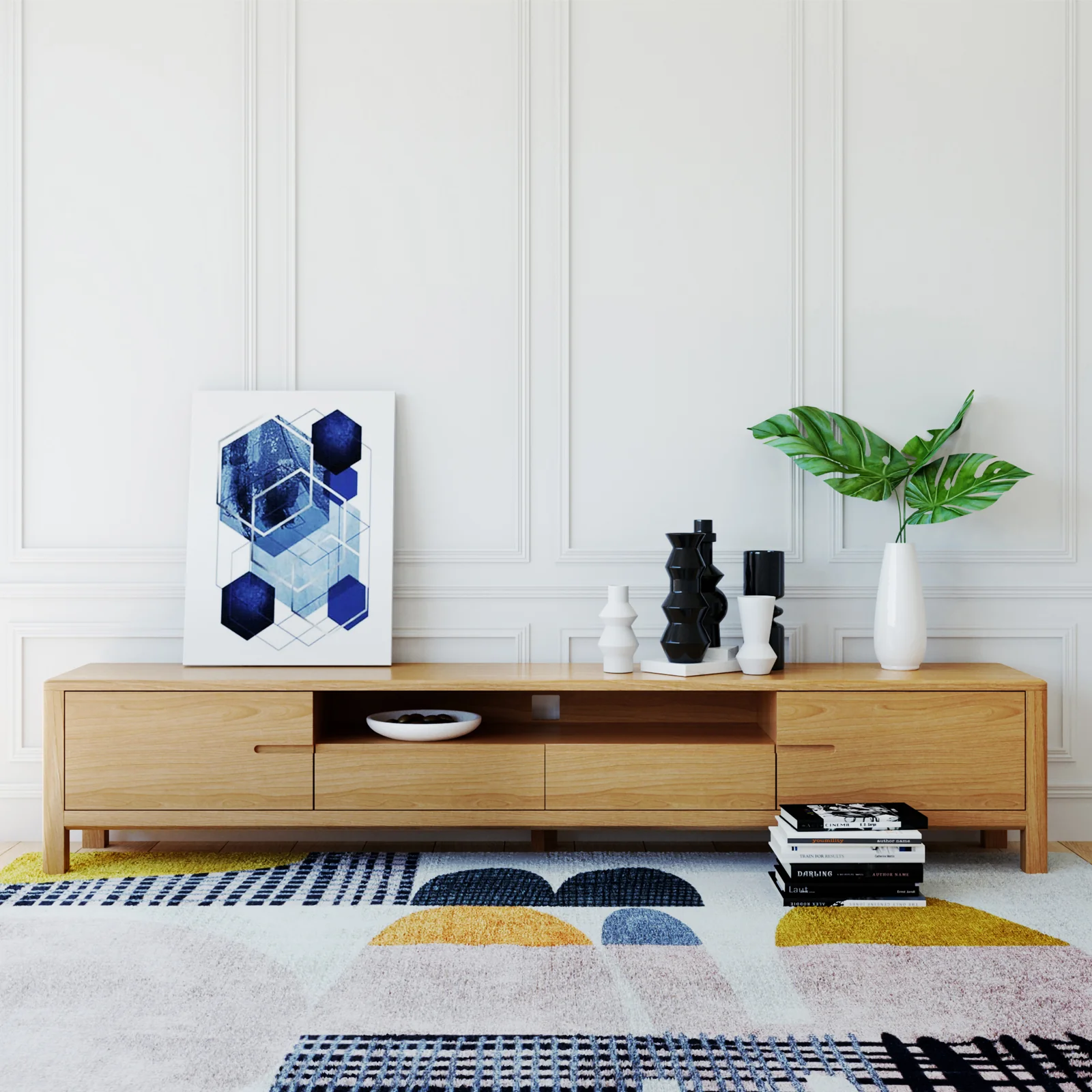 Daphne 200cm Hardwood American Oak TV Unit in Natural - Image 4