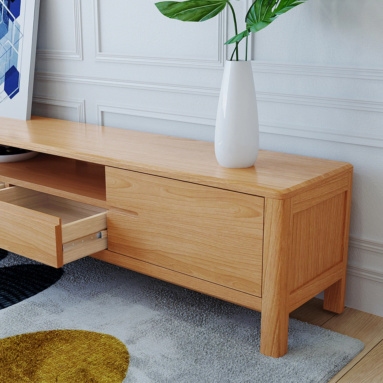 Daphne 200cm Hardwood American Oak TV Unit in Natural - Image 5