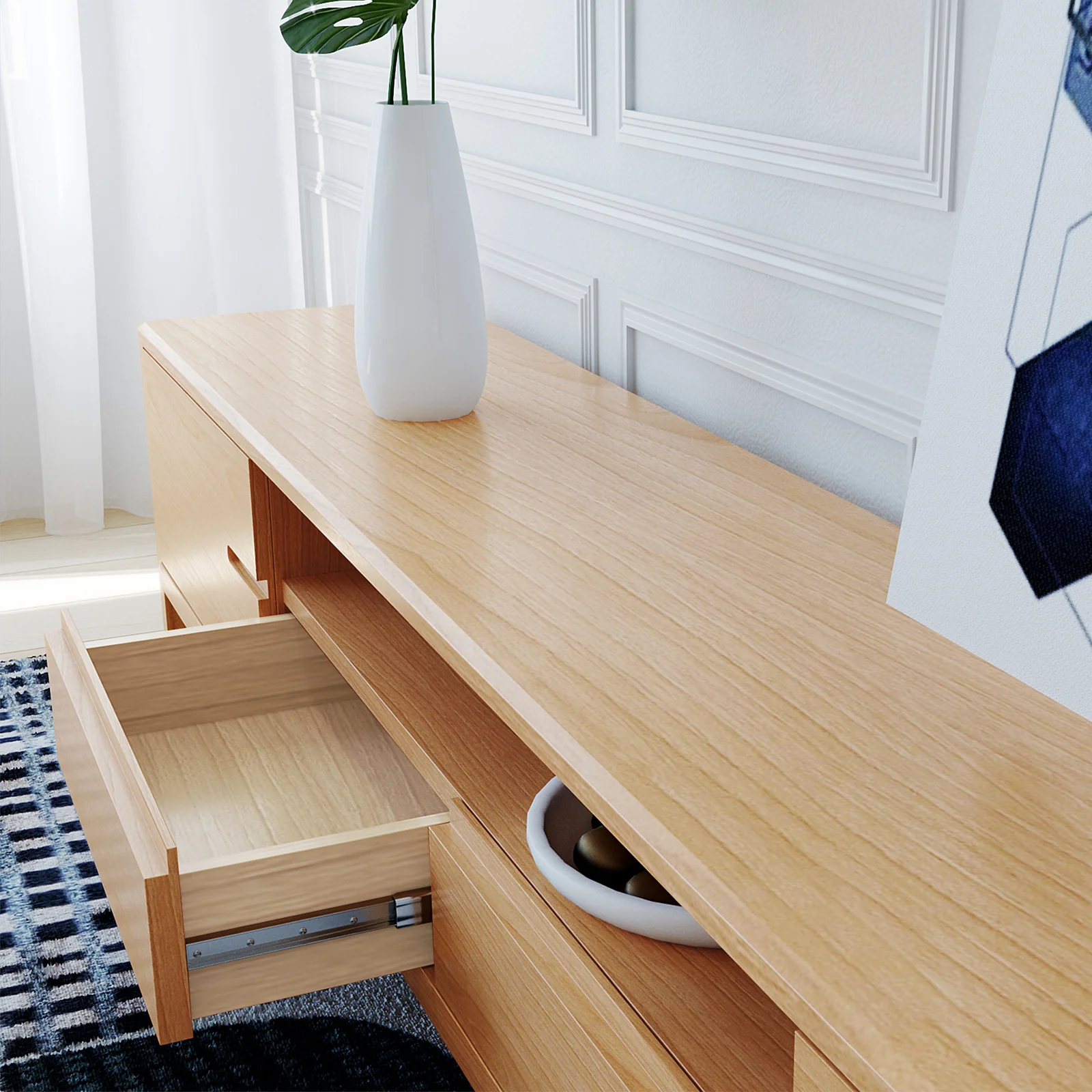 Daphne 200cm Hardwood American Oak TV Unit in Natural - Image 6