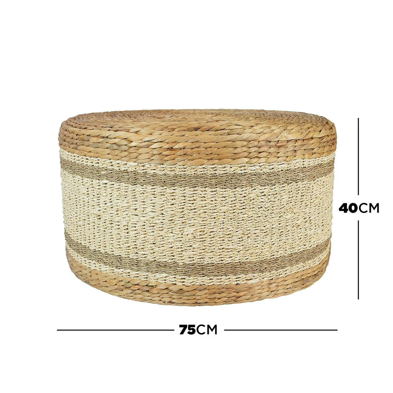 Darcey 75cm Water Hyacinth Ottoman in Natural - Image 3