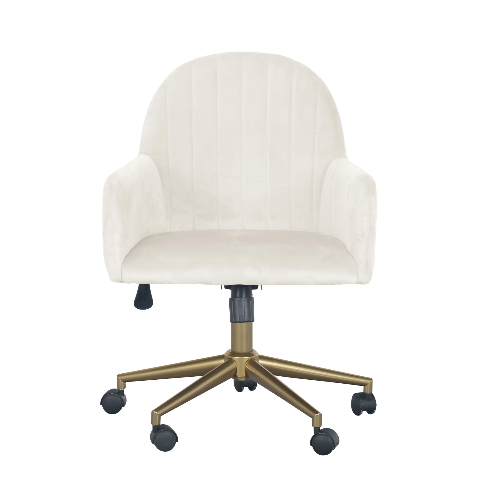 Darren Velvet Fabric Swivel Office Chair in White