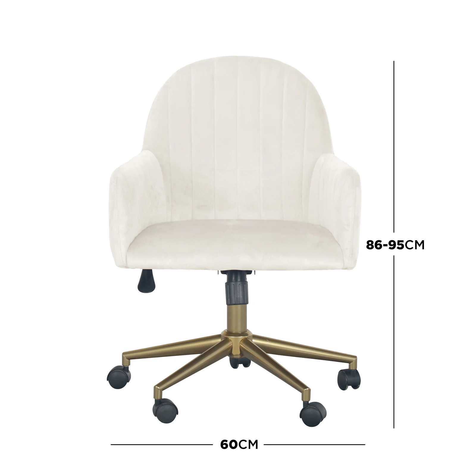 Darren Velvet Fabric Swivel Office Chair in White - Image 3