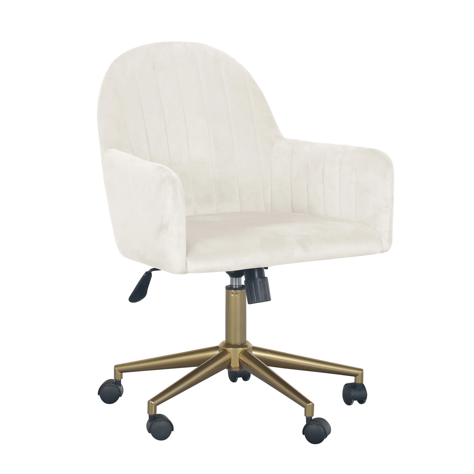 Darren Velvet Fabric Swivel Office Chair in White - Image 6