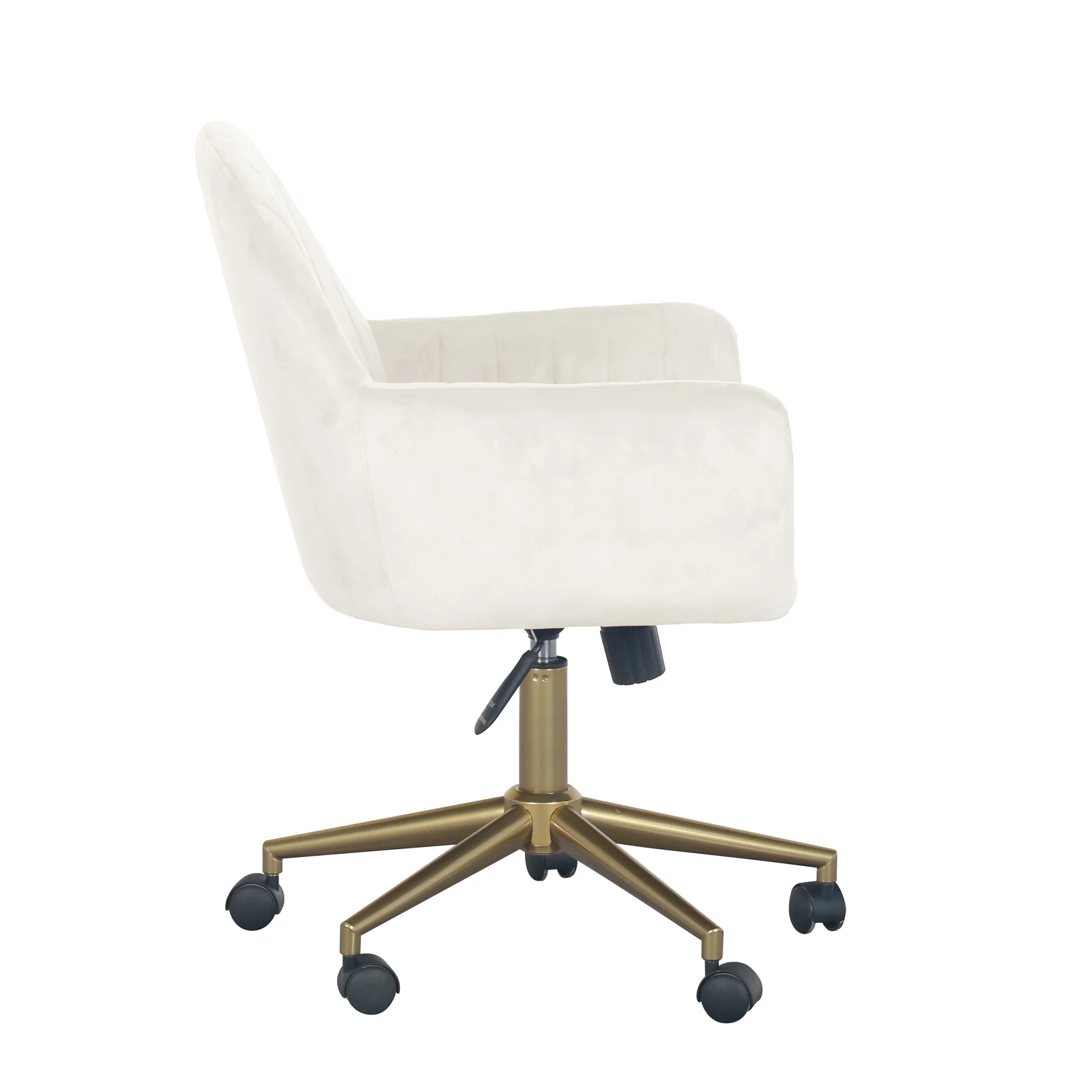 Darren Velvet Fabric Swivel Office Chair in White - Image 7