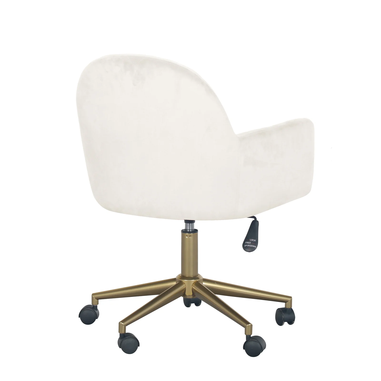 Darren Velvet Fabric Swivel Office Chair in White - Image 8