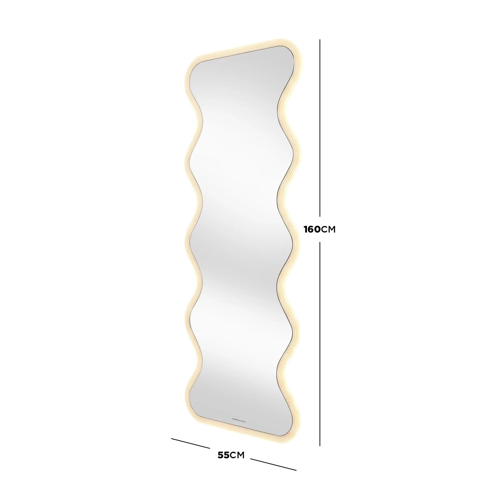 Davor 160cm Organic Waves Full Length LED Mirror in White - Image 5