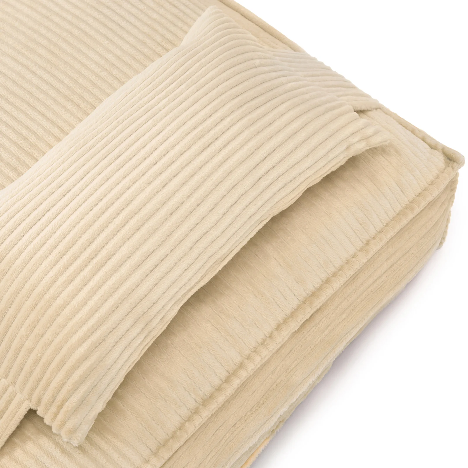 Dax Medium Corduroy Soft Support Pet Bed in Beige - Image 6