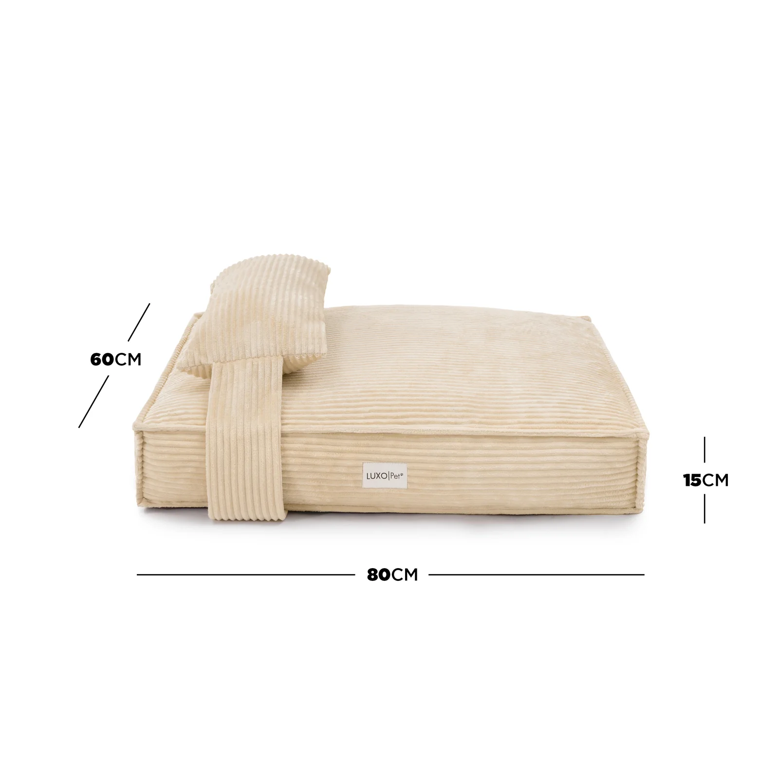 Dax Medium Corduroy Soft Support Pet Bed in Beige - Image 9