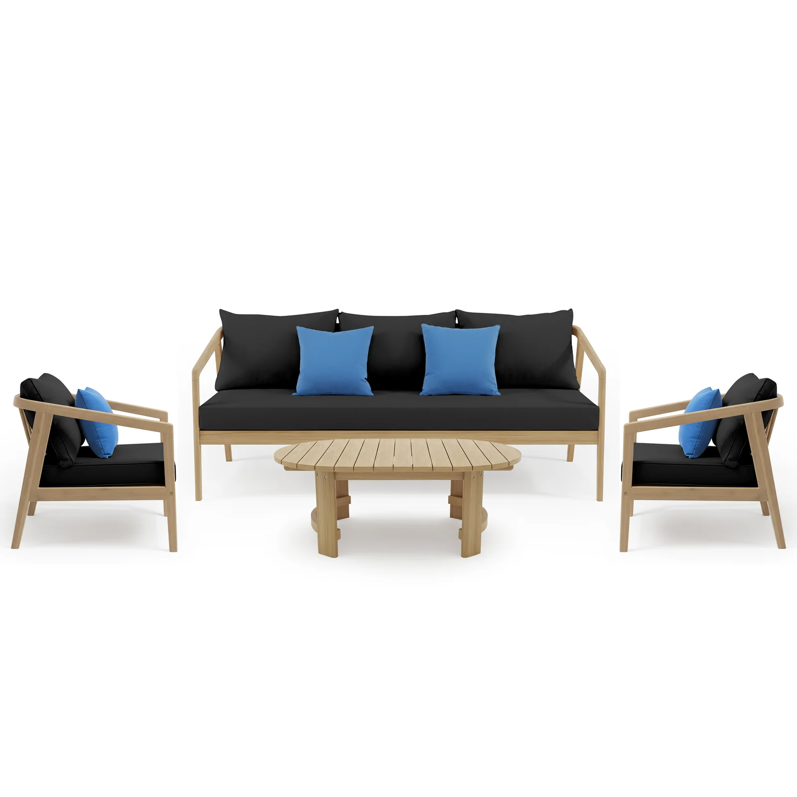 Delva 4 Seater Hardwood Acacia Outdoor Sofa Set in Black