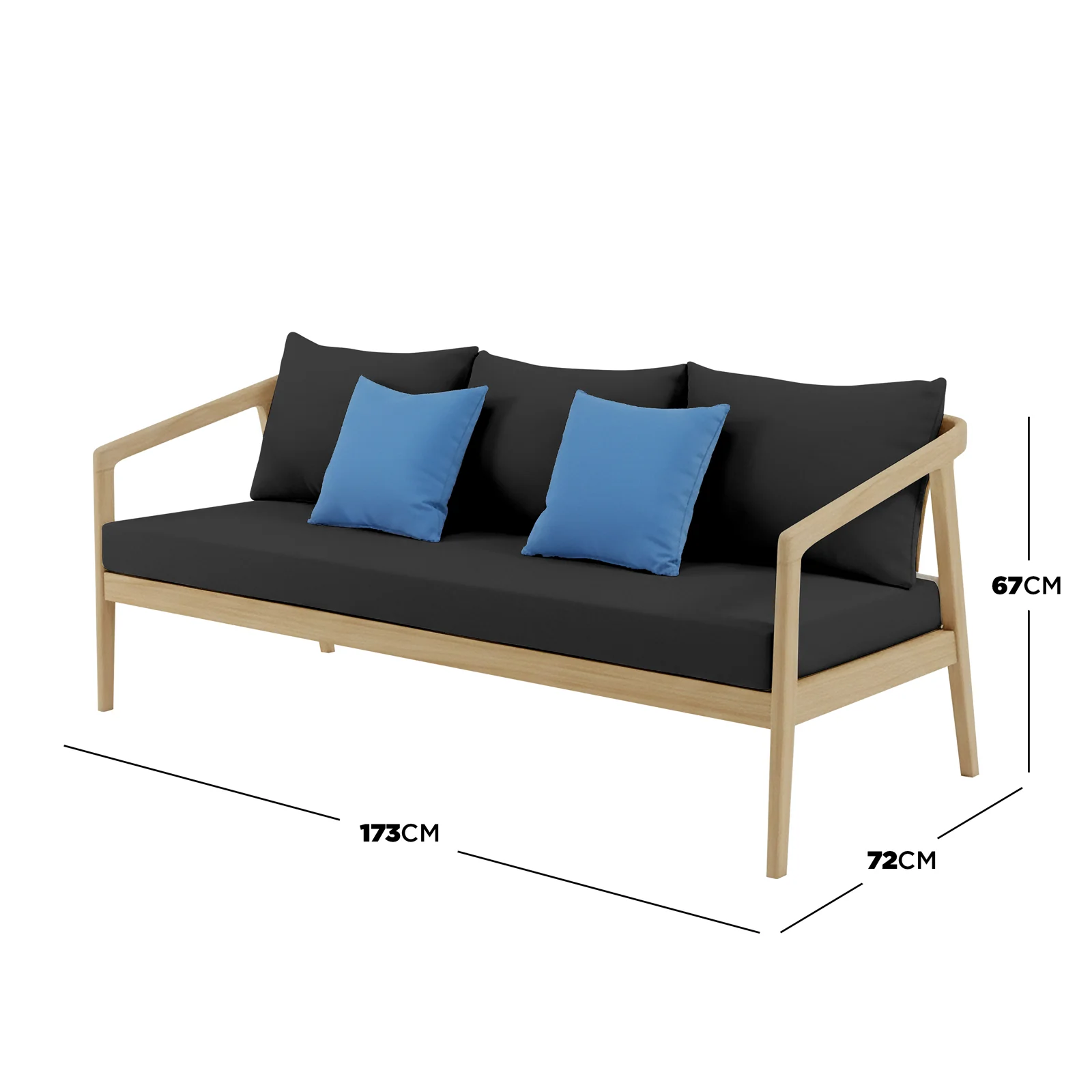 Delva 4 Seater Hardwood Acacia Outdoor Sofa Set in Black - Image 5