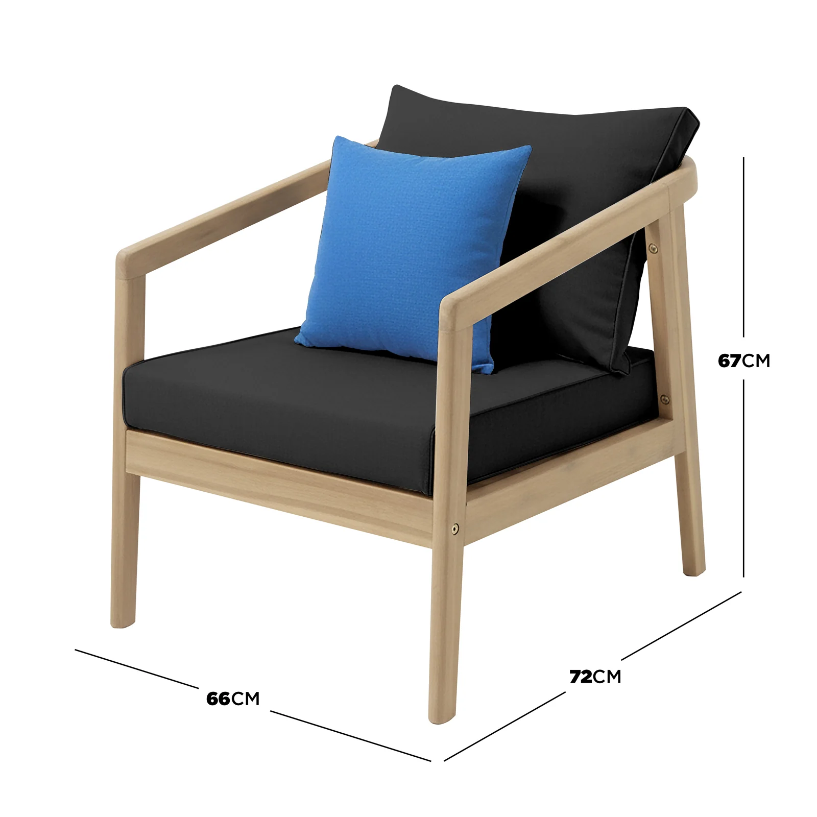 Delva 4 Seater Hardwood Acacia Outdoor Sofa Set in Black - Image 6