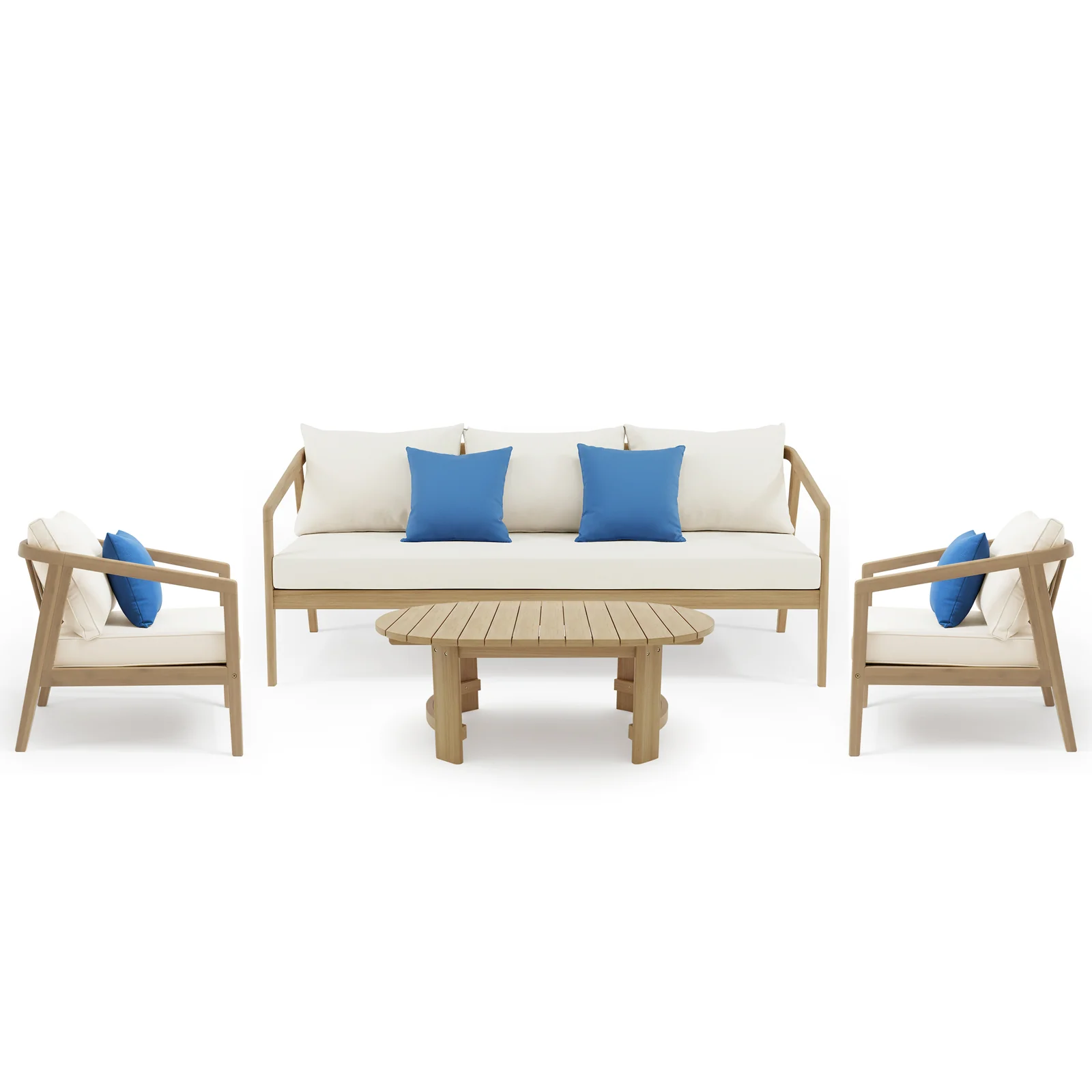 Delva 4 Seater Hardwood Acacia Outdoor Sofa Set in Cream