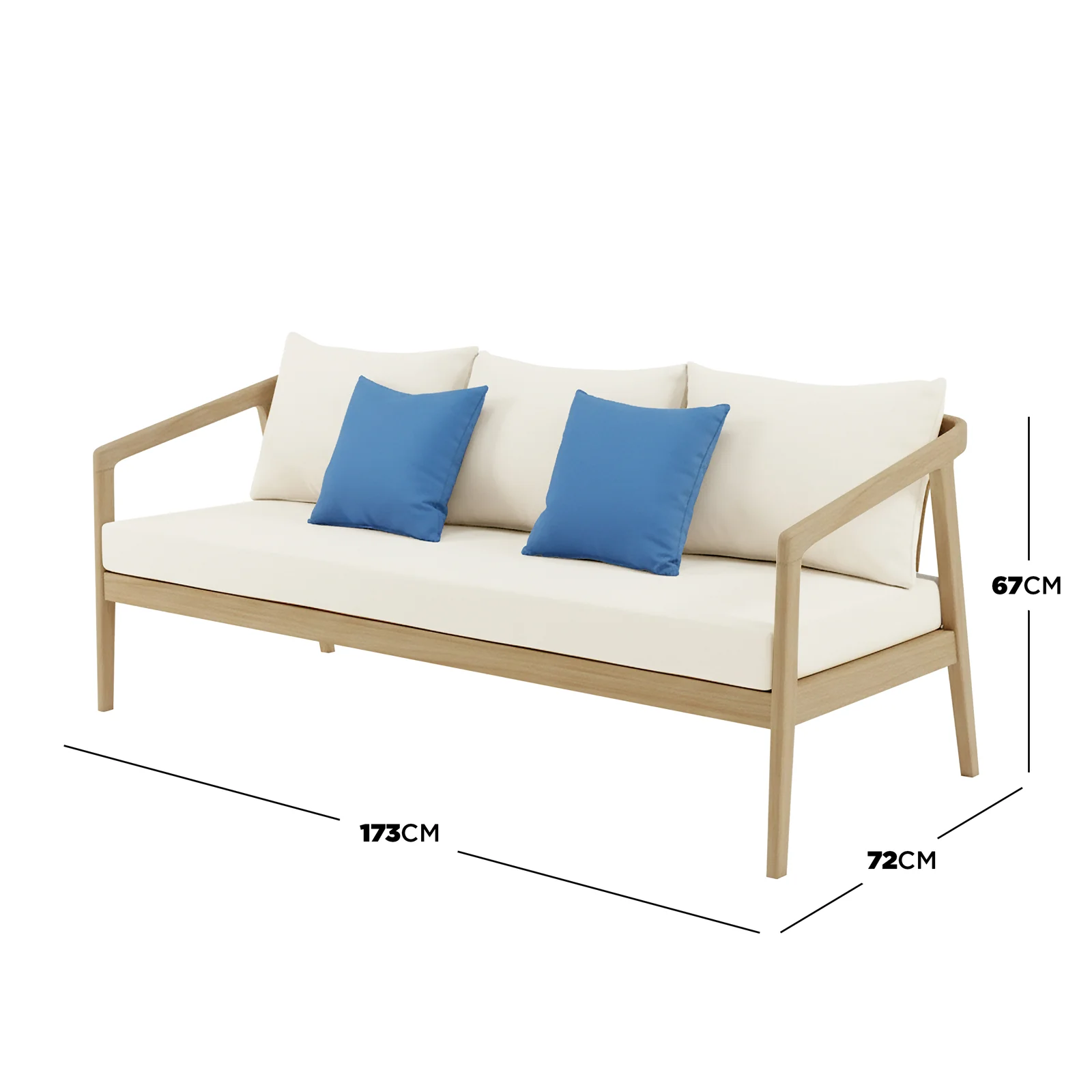 Delva 4 Seater Hardwood Acacia Outdoor Sofa Set in Cream - Image 5