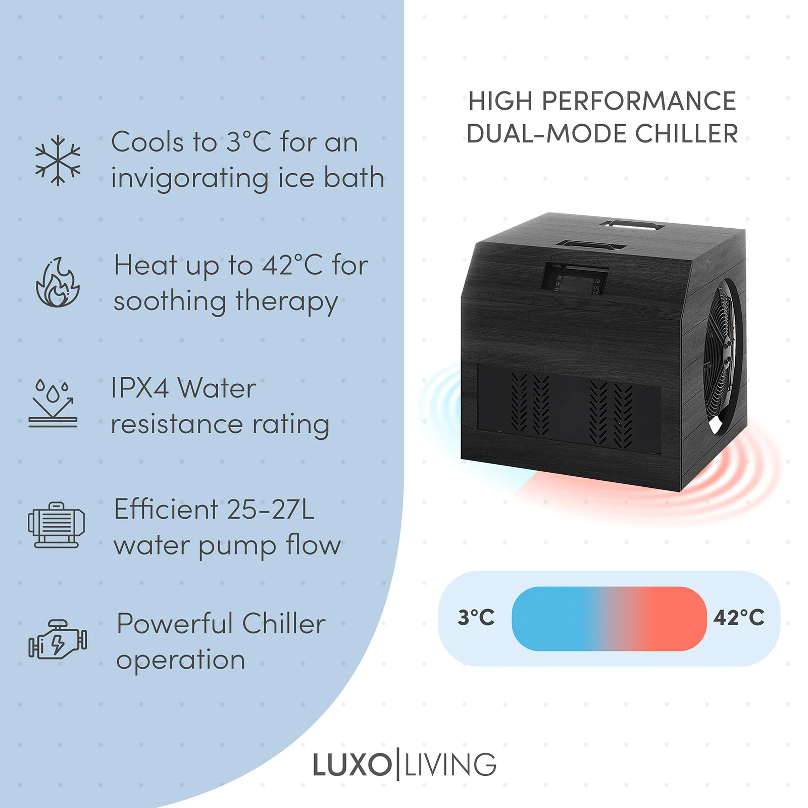 Denman 2 Person Outdoor Ice Bath with 1.5HP Chiller in Black - Image 14
