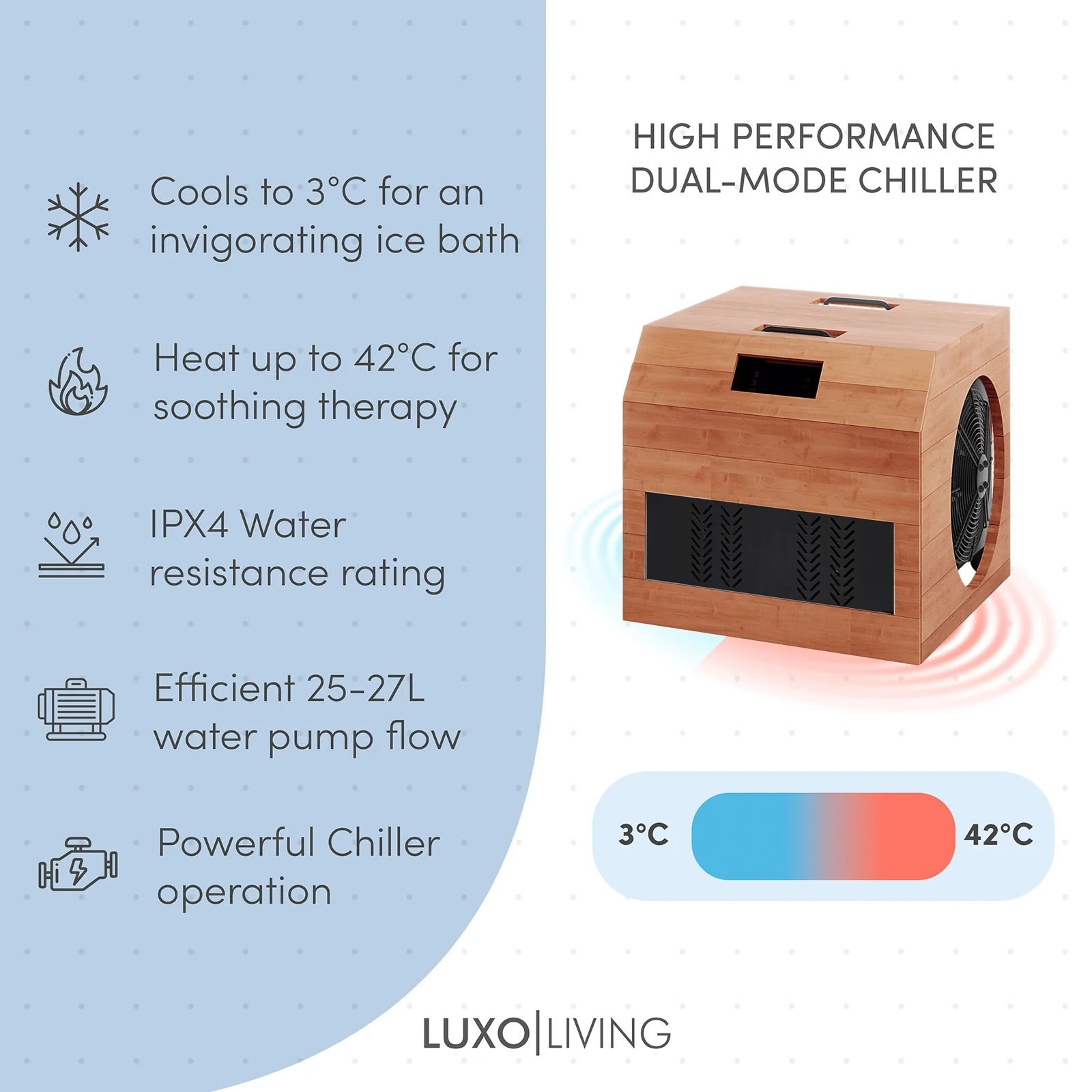 Denman 2 Person Outdoor Ice Bath with 1.5HP Chiller in Natural - Image 17
