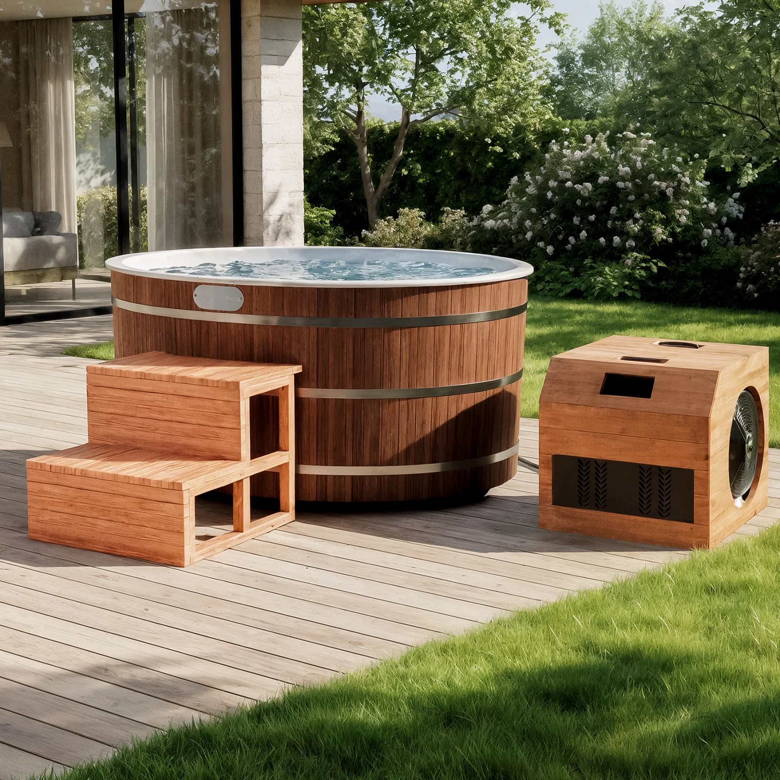 Denman 2 Person Outdoor Ice Bath with 1.5HP Chiller in Natural - Image 2