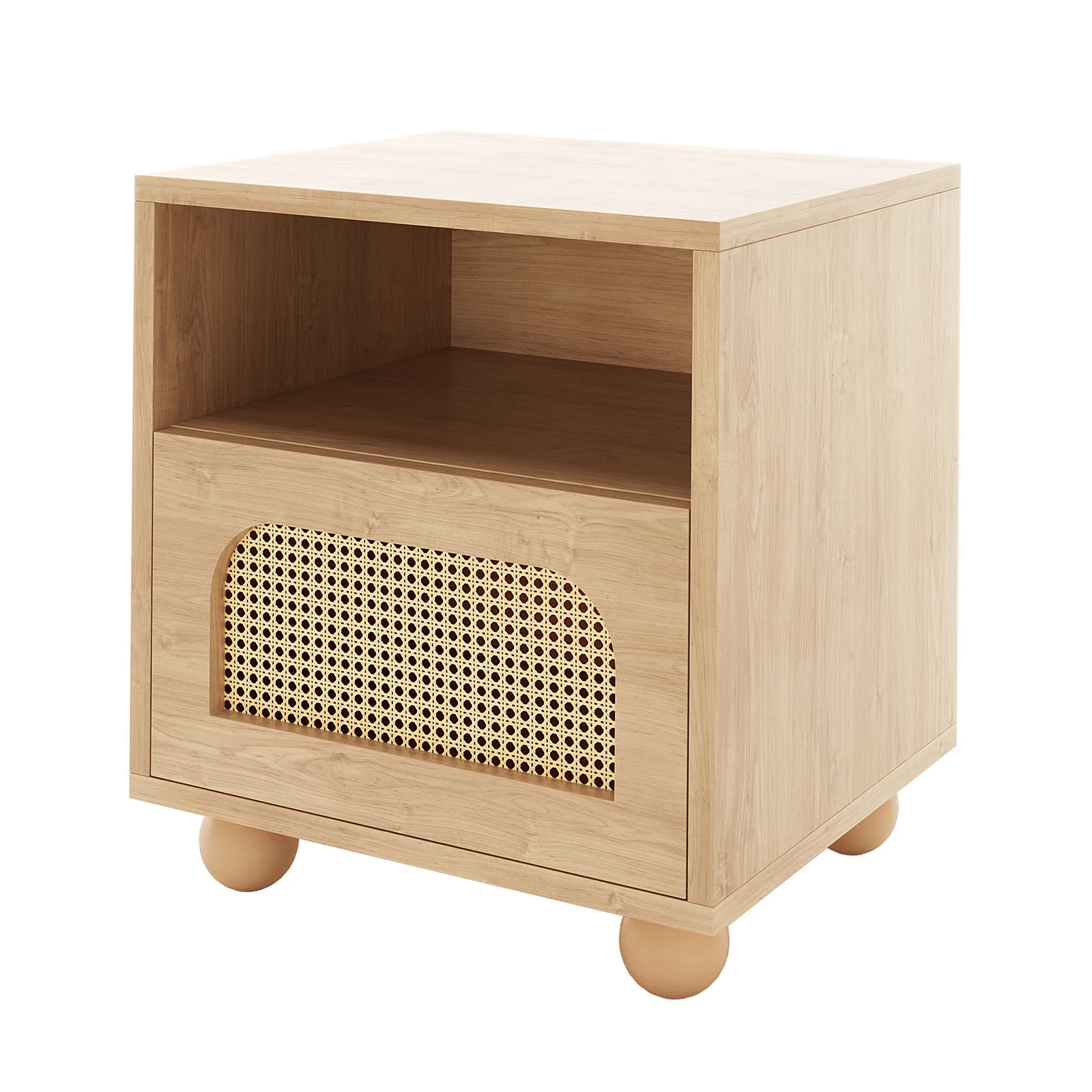 Dialga 45cm Rattan Bedside Table with Storage in Natural - Image 3